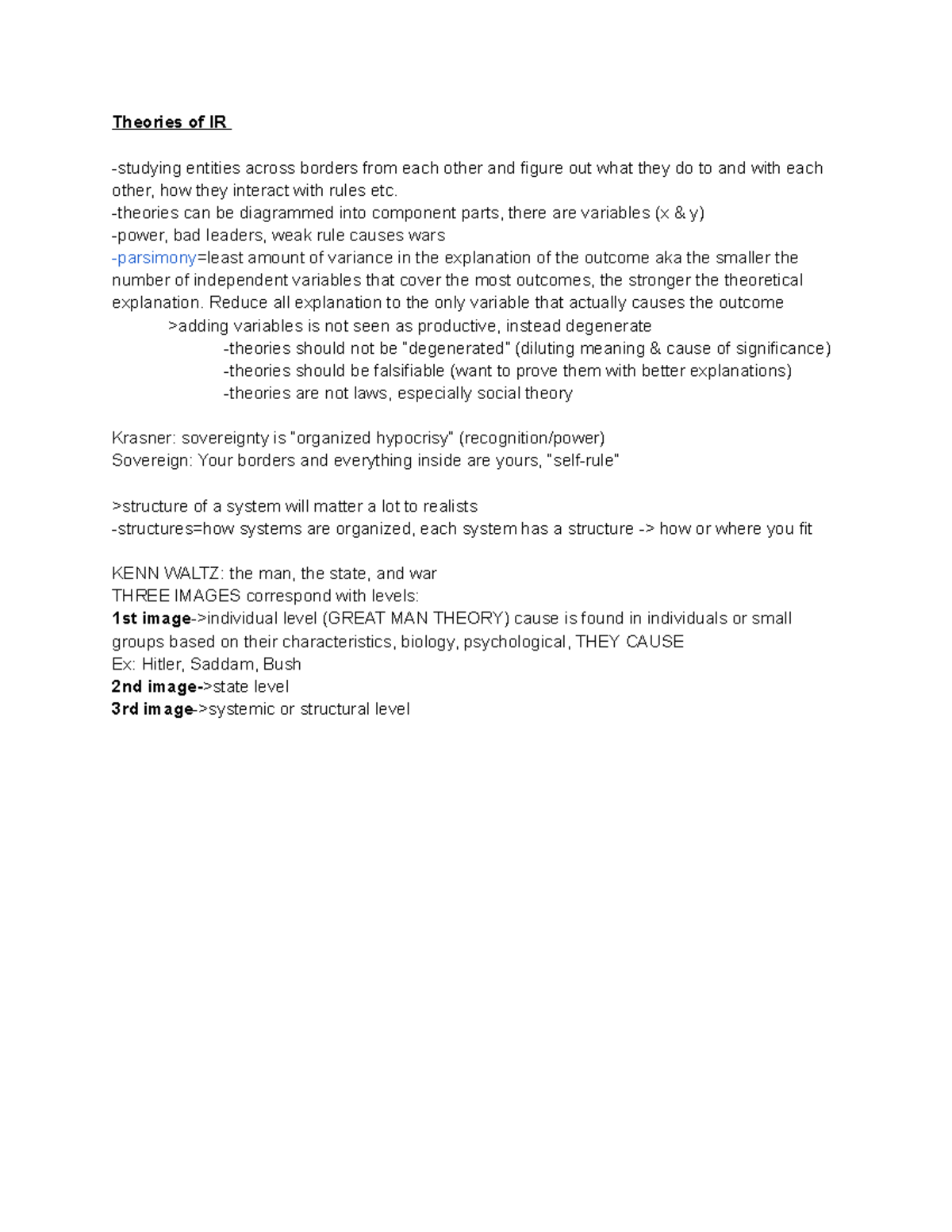 Introduction Lecture notes - Theories of IR -studying entities across ...