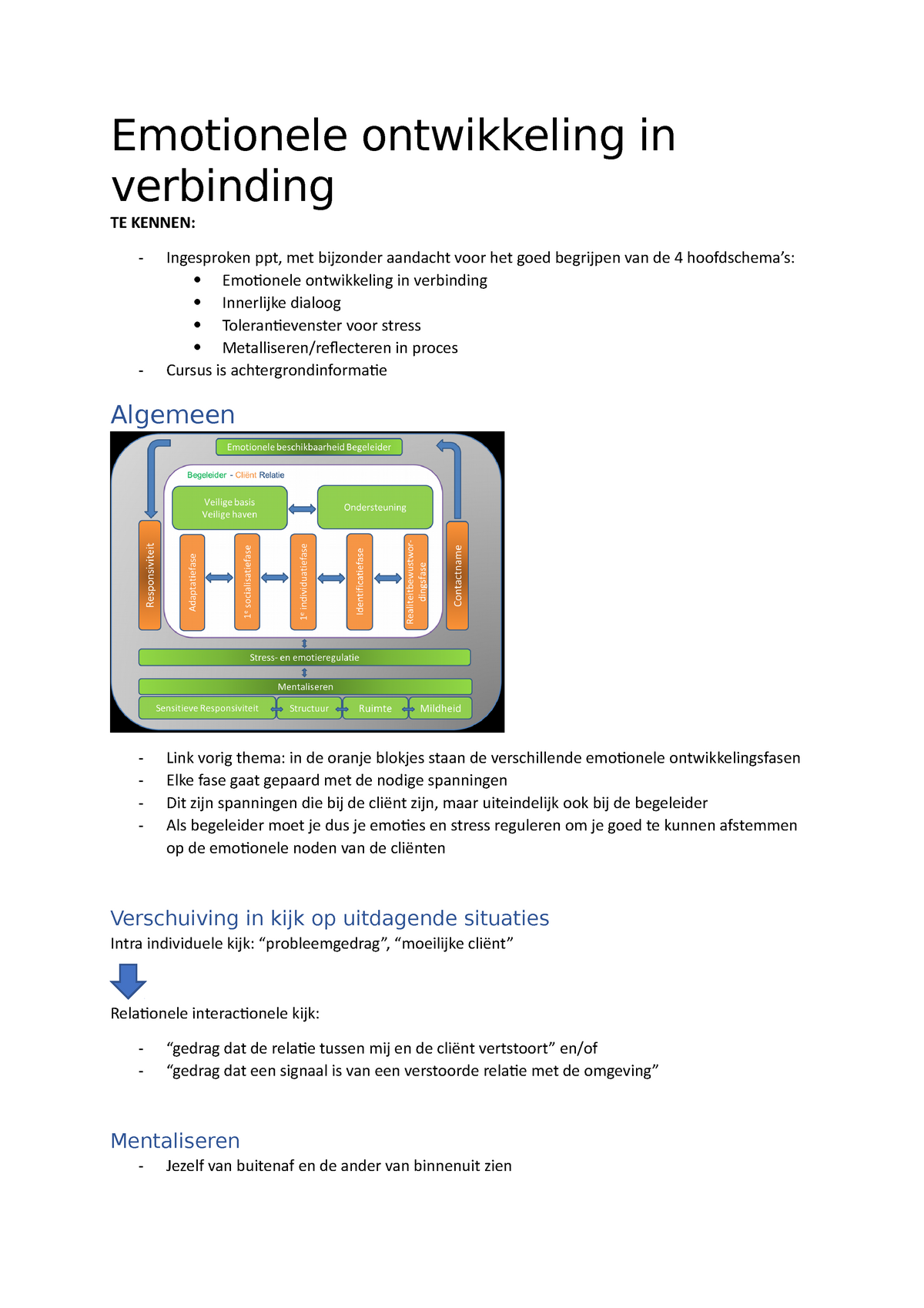 Emotionele Ontwikkeling In Verbinding Samenvatting Emotionele Ontwikkeling In Verbinding Te