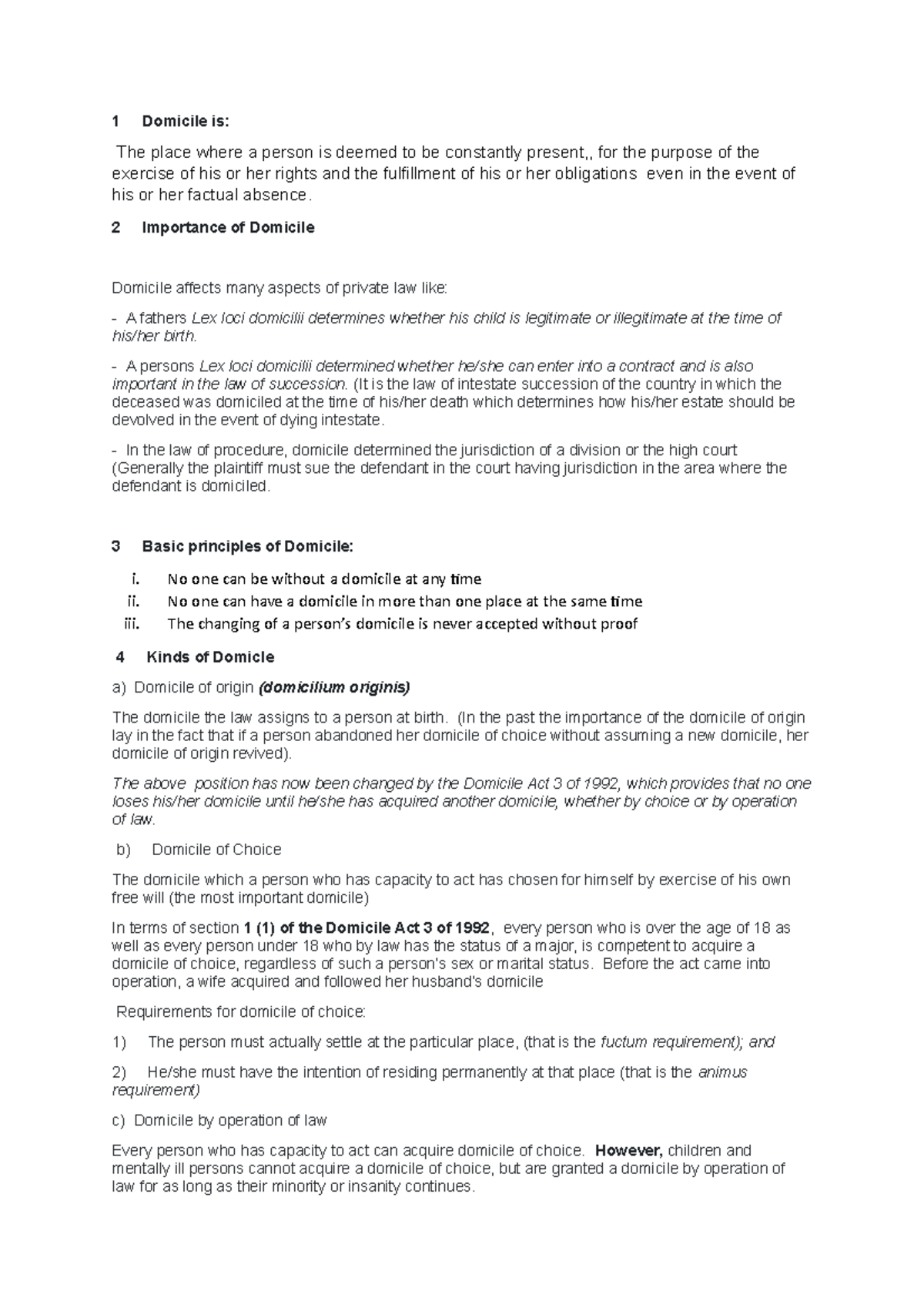 Chapter 4 Domiciles, introduction, definitions, types of domiciles and ...