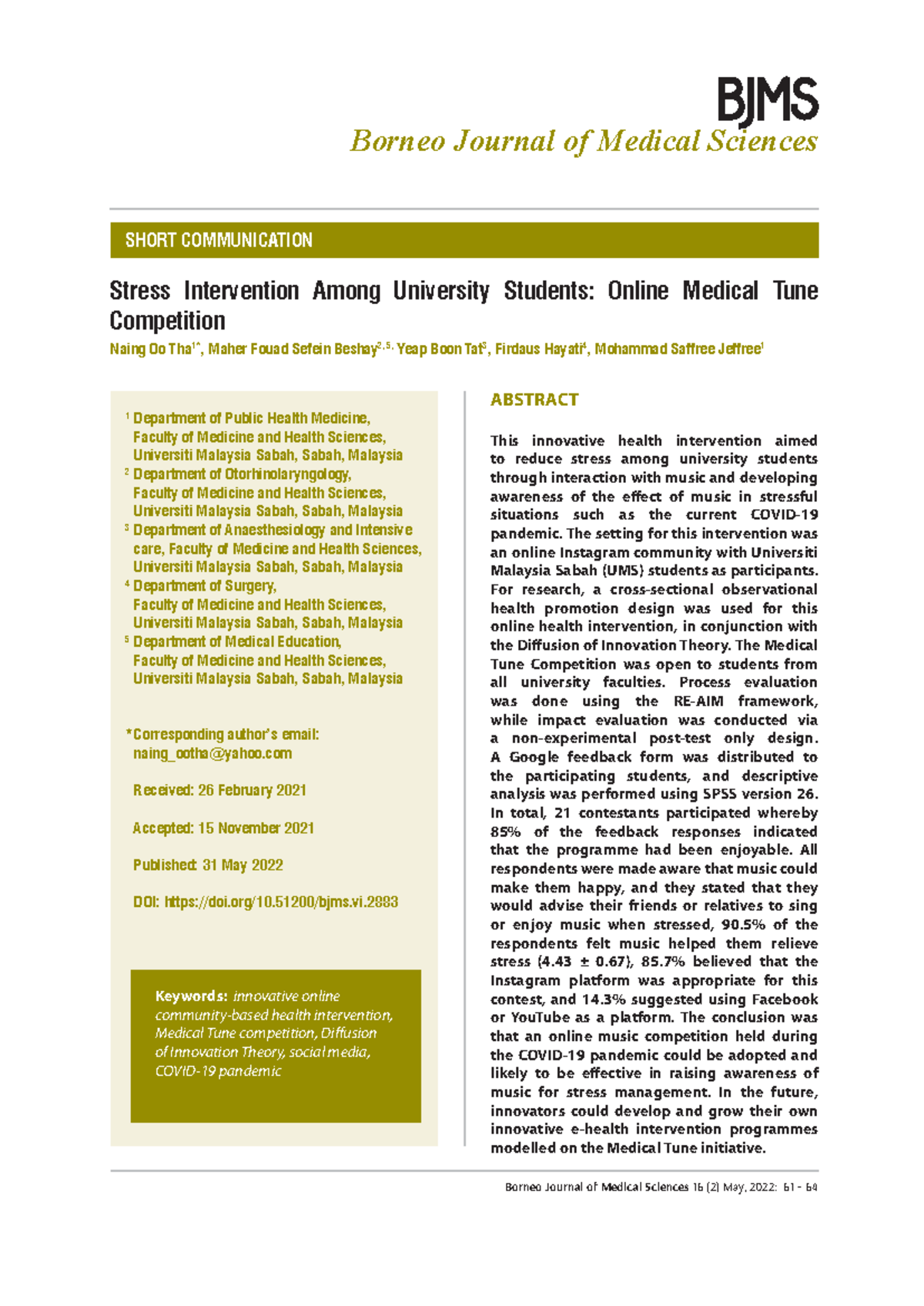 A8 Short+Communication+2 Stress+Intervention - ABSTRACT This innovative ...