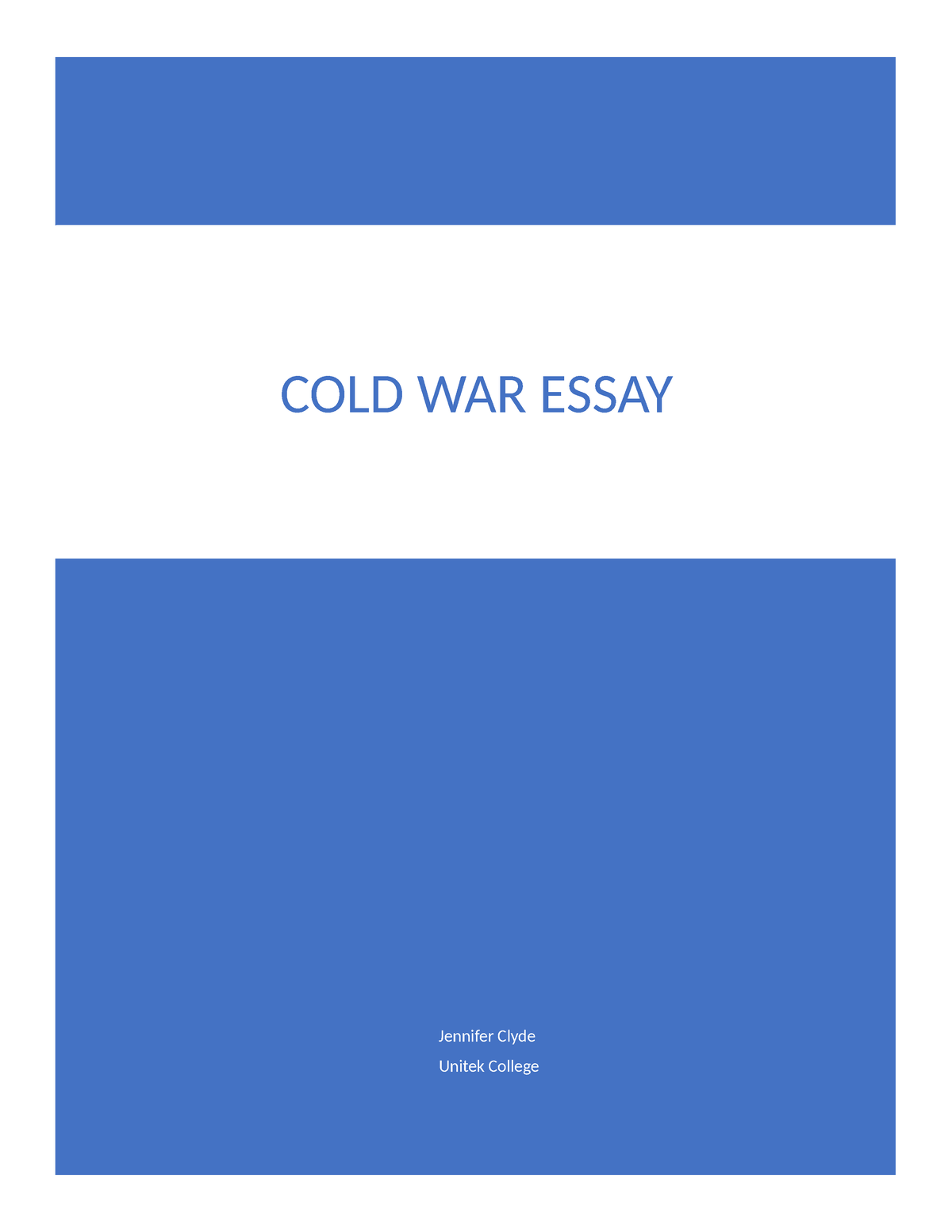 history essay cold war
