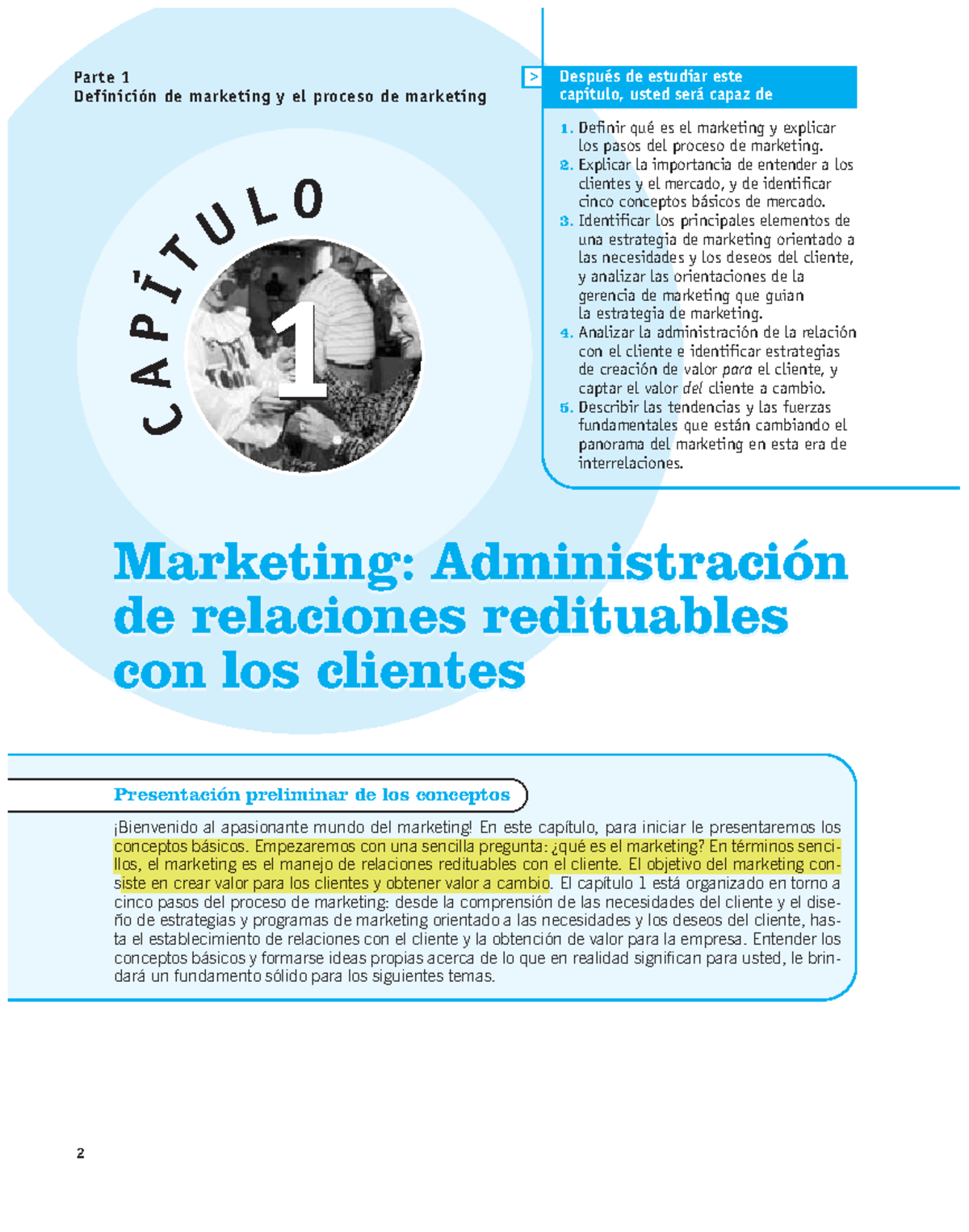 Cap 1 Cap MKT C H A P T E R > O > 1 C A P Í T U L O Presentación