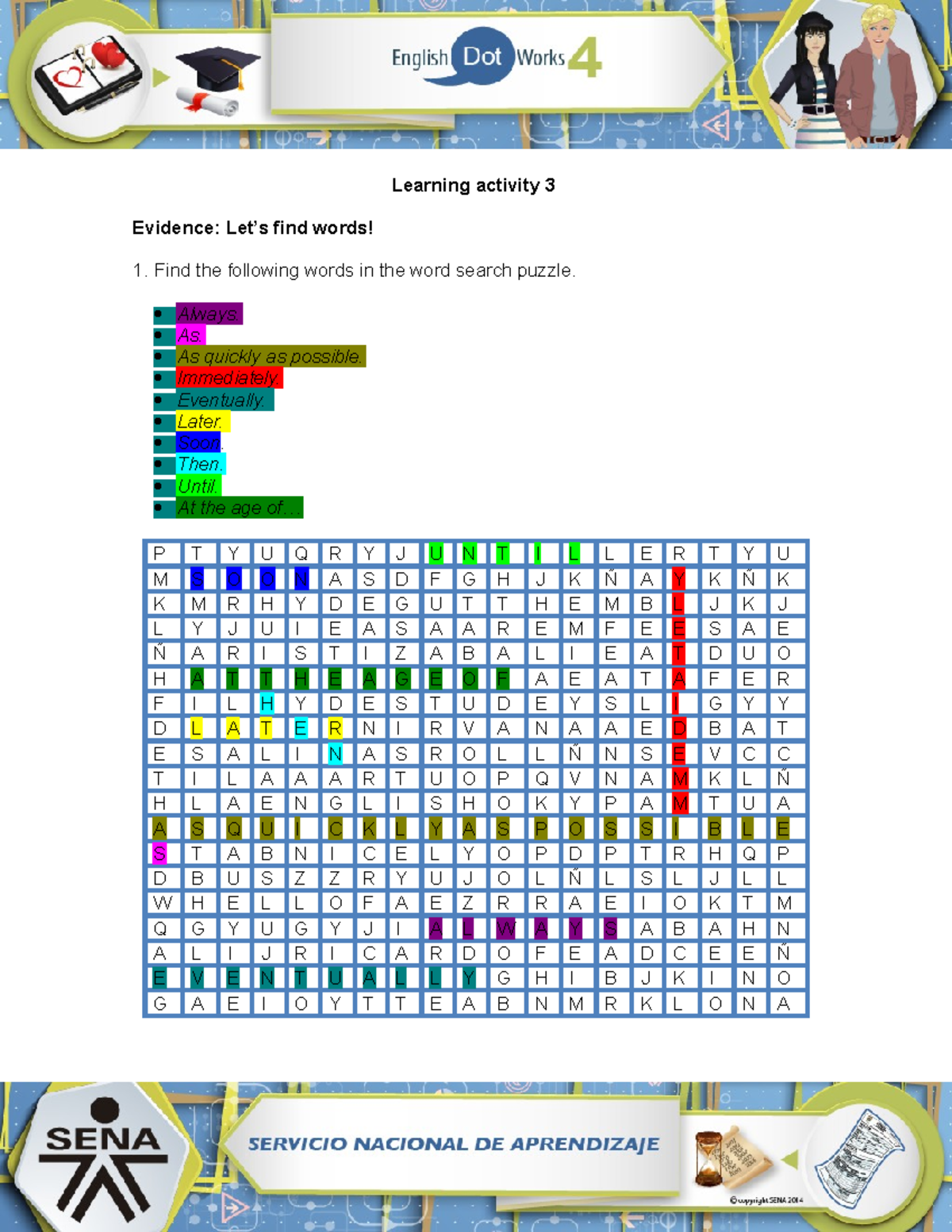 Lets find words - wedfgh - Learning activity 3 Evidence: Let’s find ...