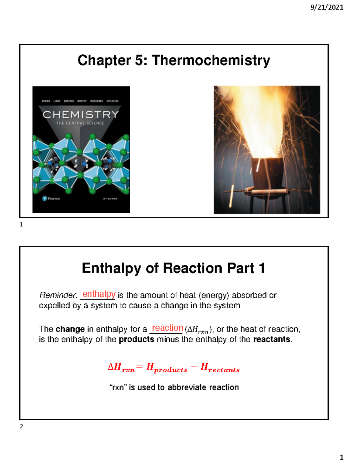 Lecture 12 - Chapter 5.4-5.6 - Blank - Chapter 5: Thermochemistry ...