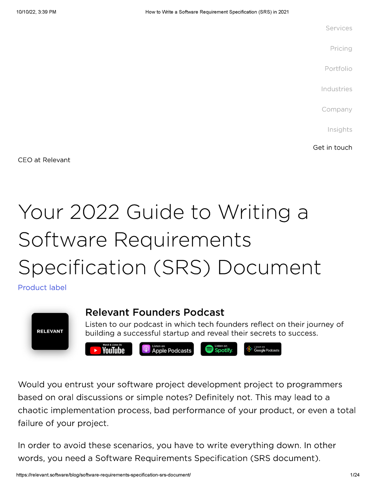 How To Write A Software Requirement Specification (SRS) In 2021 ...