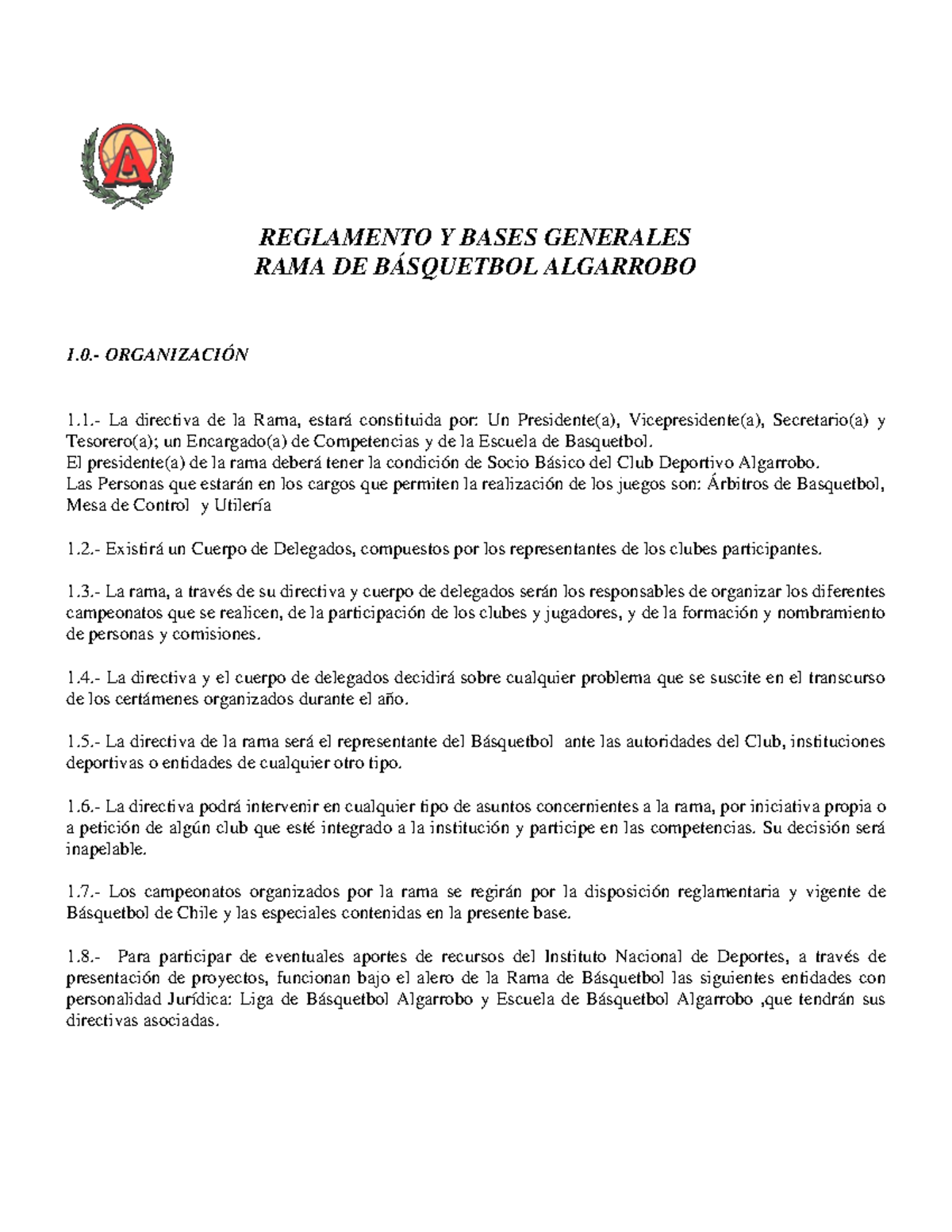 Reglamento y Bases Rama Basquetbol 2024 (rev C) - REGLAMENTO Y BASES ...