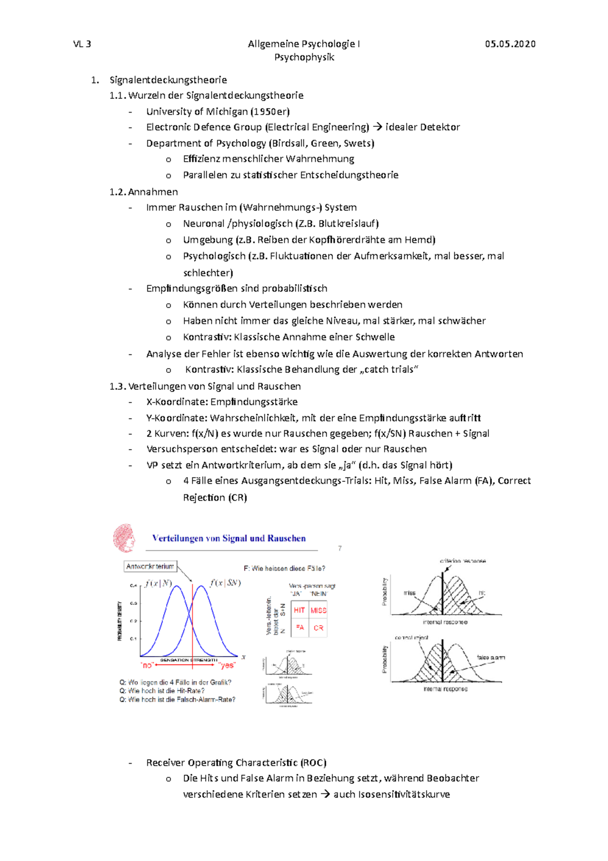 VL 3 Allgemeine Psychologie 05052020 - Psychophysik ...