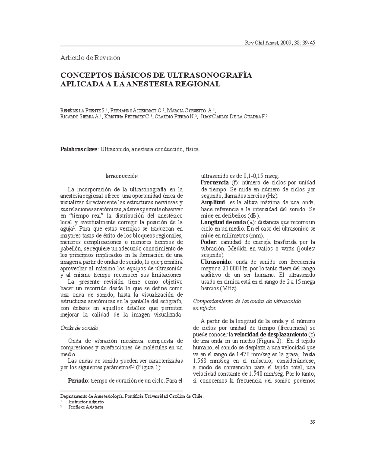 Conceptos US - 39 Artículo de Revisión Rev Chil Anest, 2009; 38: 39 ...
