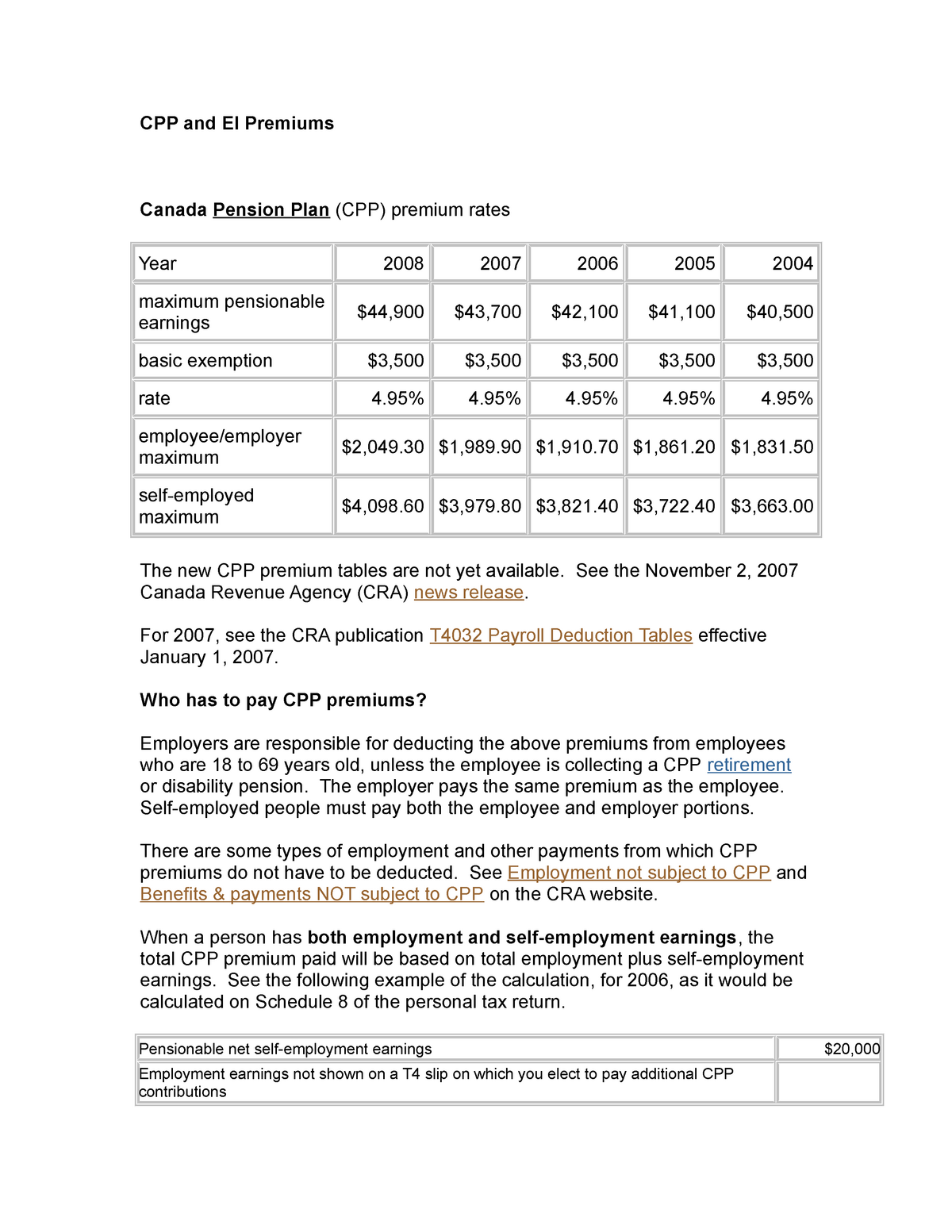 CPP and EI Premiums Lecture notes 12 CPP and EI Premiums Canada