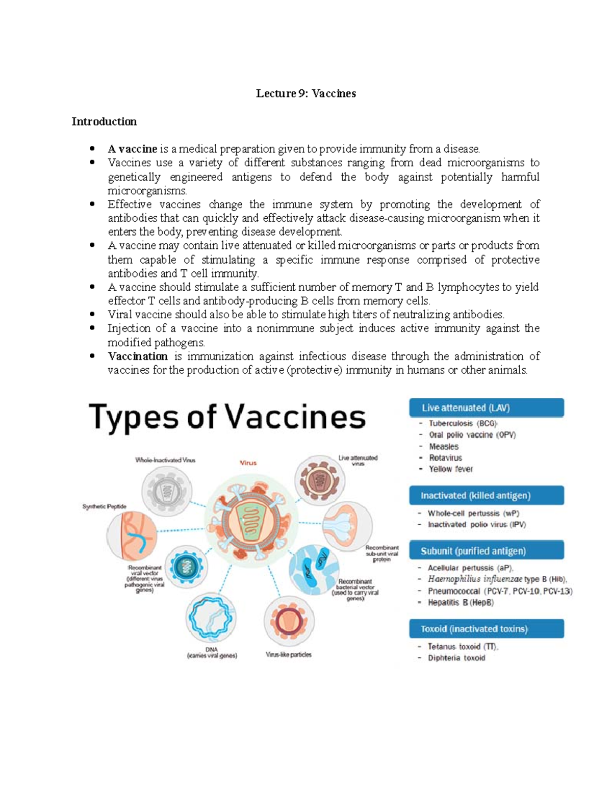 Vaccines - Dr. Namuyenga Eunice - Lecture 9: Vaccines Introduction A ...