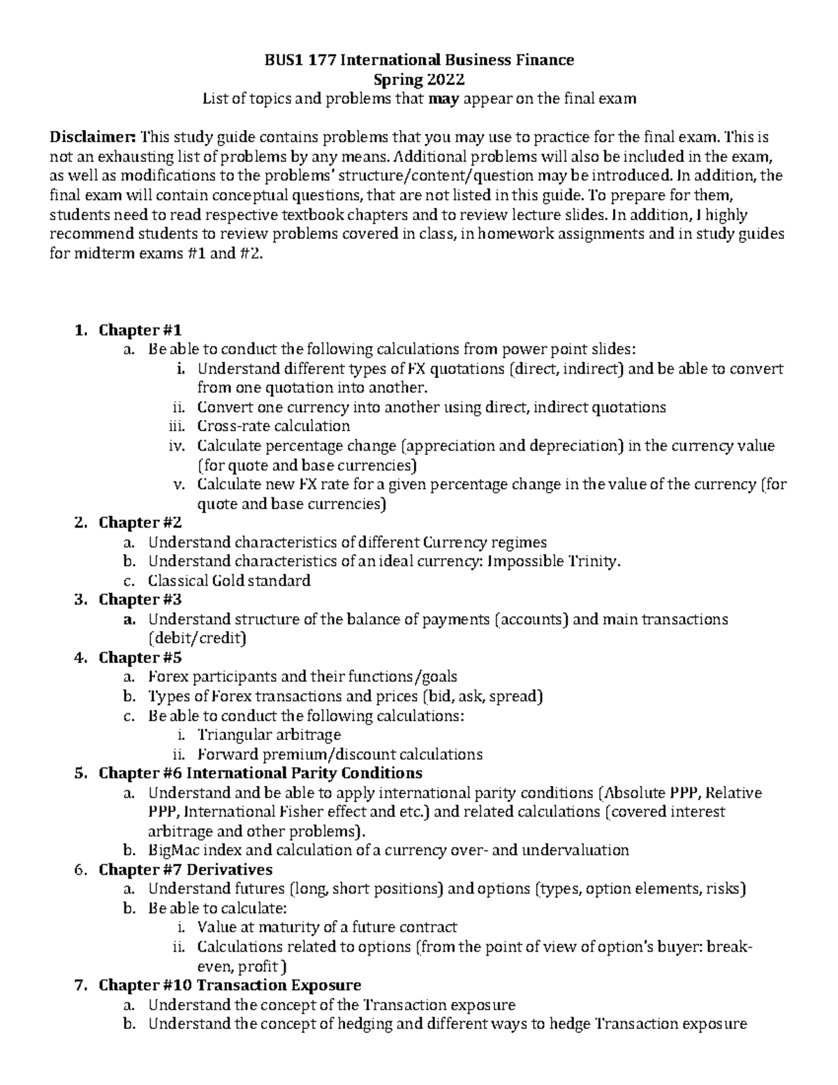 BUS177 Final Exam Study Guide - **BUS1 177 International Business ...