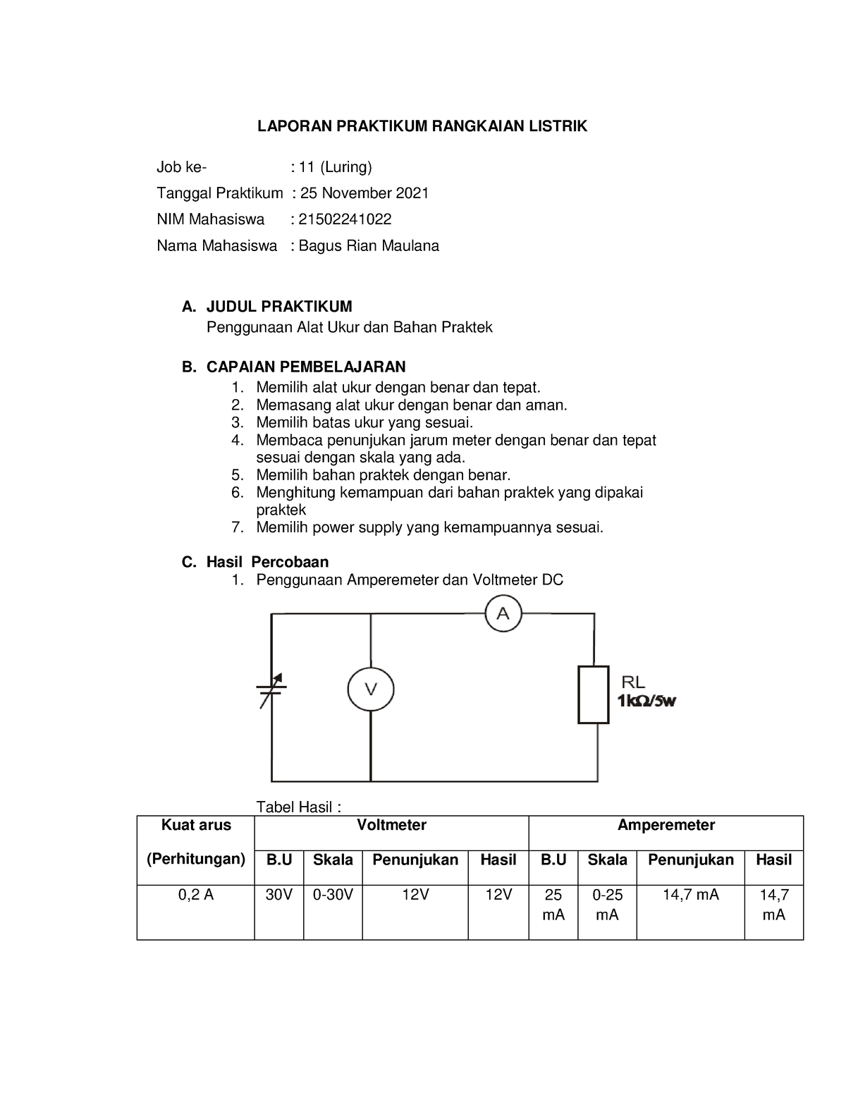 21502241022 BAG Lap RL 11(Luring) - LAPORAN PRAKTIKUM RANGKAIAN LISTRIK ...