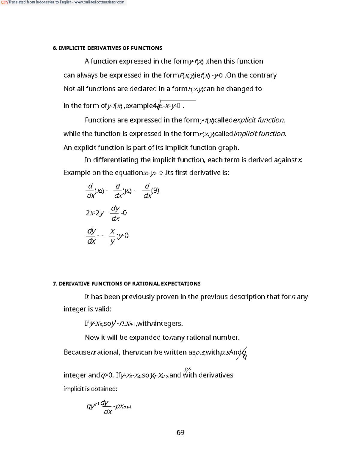 Implicite Derivatives OF Functions - IMPLICITE DERIVATIVES OF FUNCTIONS ...
