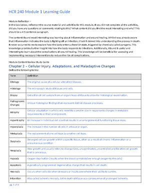 HCR 240 Module 5 Learning Guide - MODULE REFLECTION – In The Box Below ...