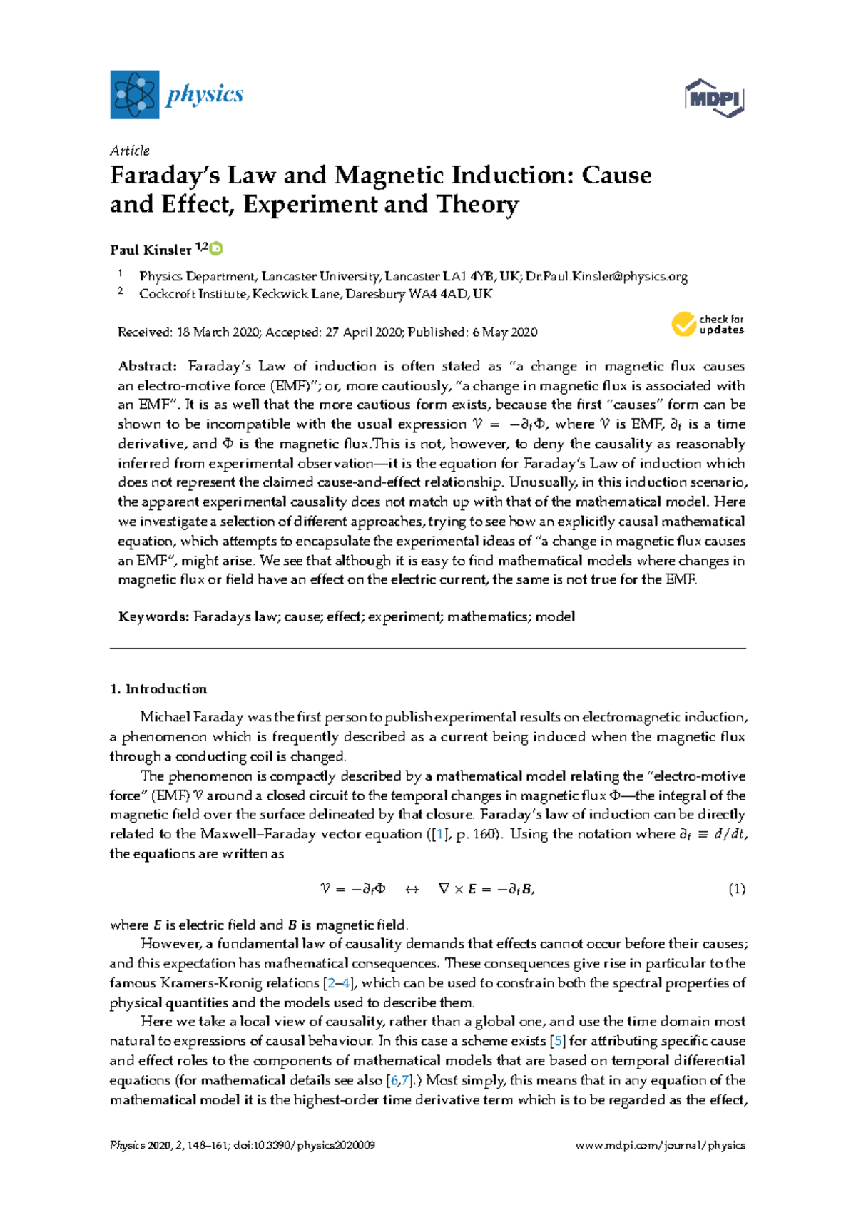 Faradays Law and Magnetic Induction Cause and Eff - Article Faraday’s ...