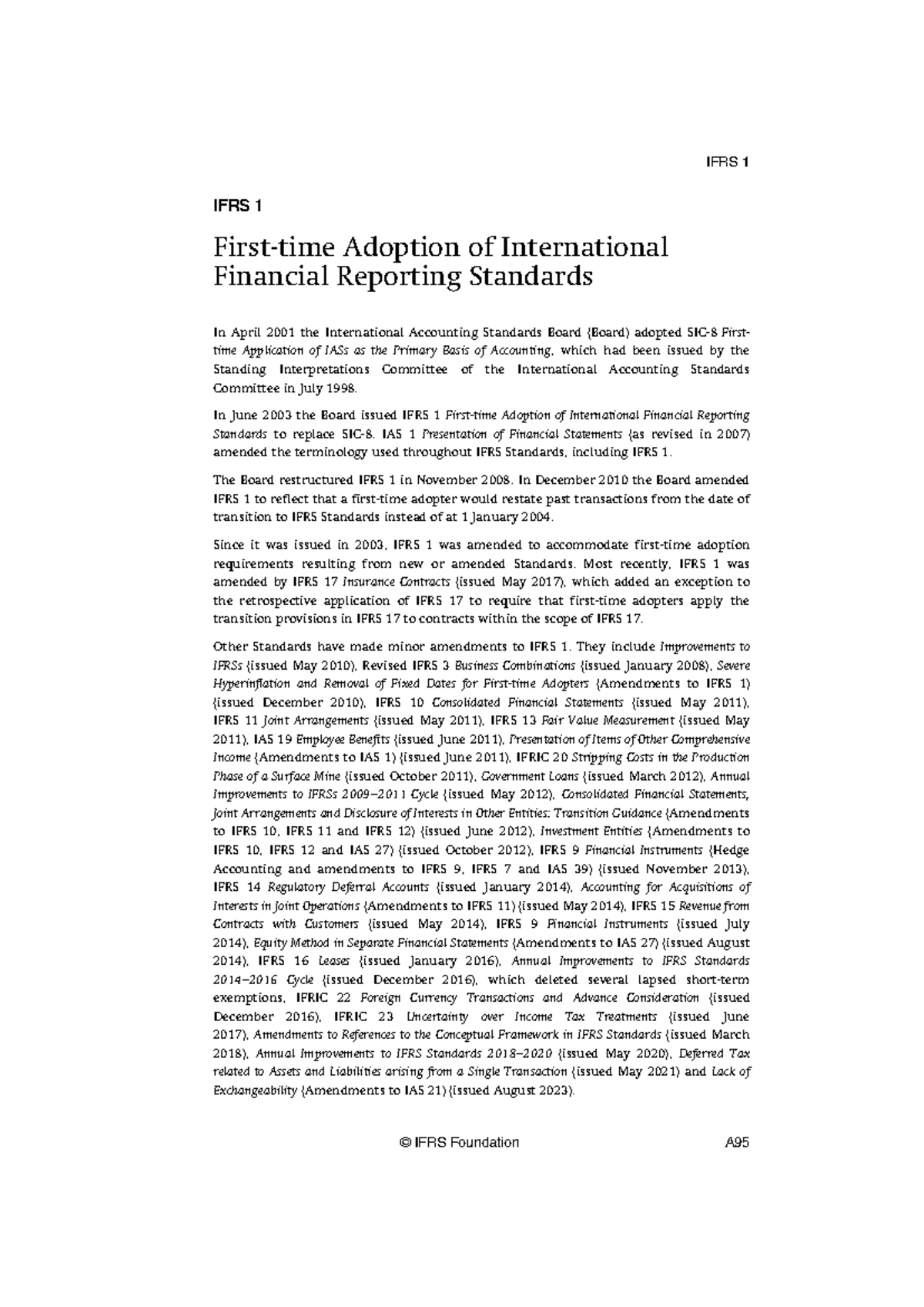 Ifrs 1 first time adoption of international financial reporting ...