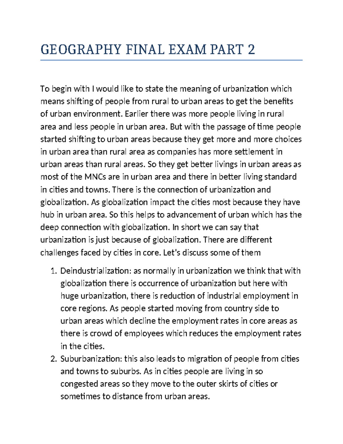 Geography Final EXAM PART 2 - GEOGRAPHY FINAL EXAM PART 2 To Begin With ...