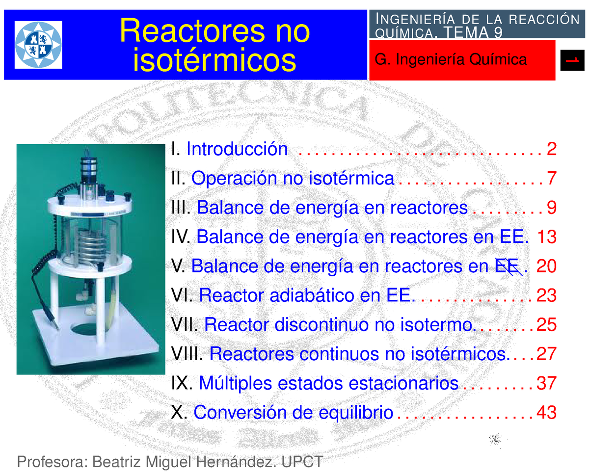 IRQA-Tema-9 - Apuntes 9 - Reactores No IQUÍMICANGENIERÍA DE LA REACCIÓN ...