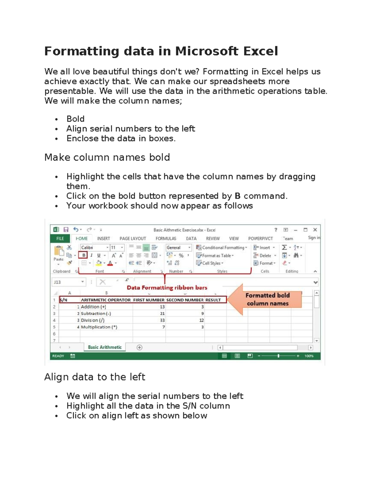 002 Formatting data in Microsoft Excel - We can make our spreadsheets ...