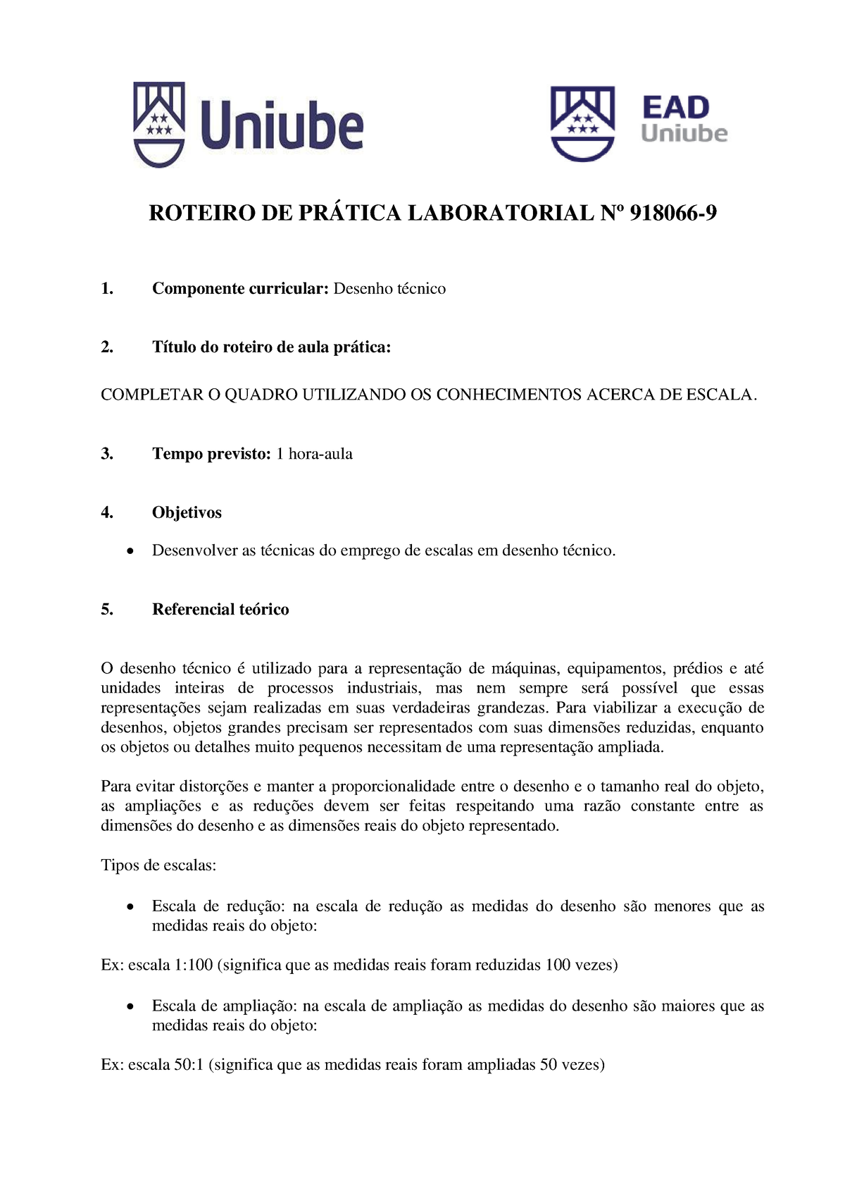 Pr Tica 918066-9 Desenho T¿cnico - ROTEIRO DE PRÁTICA LABORATORIAL Nº ...