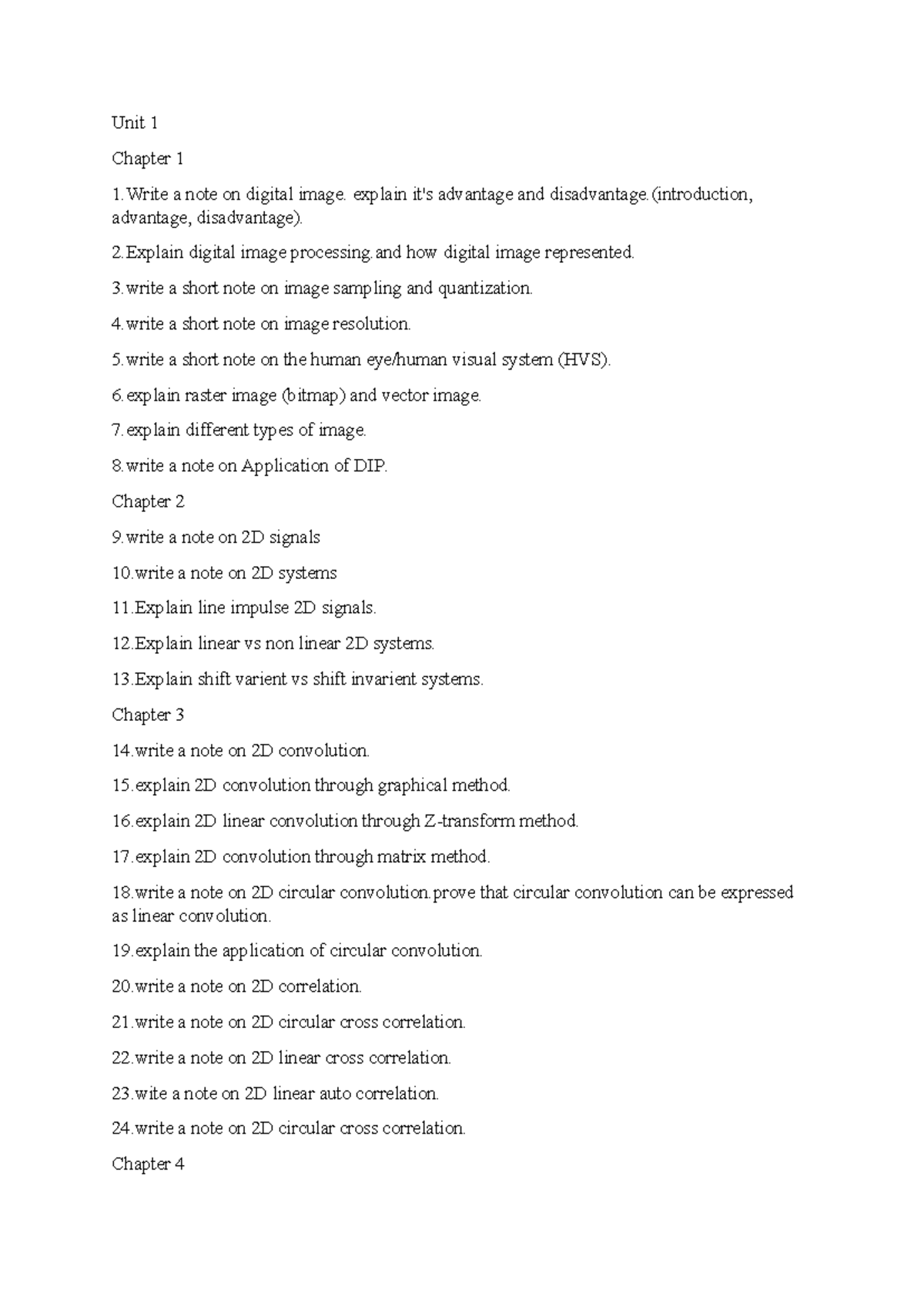 DIP ALL vfdv Unit 1 Chapter 1 1 a note on digital image. explain it