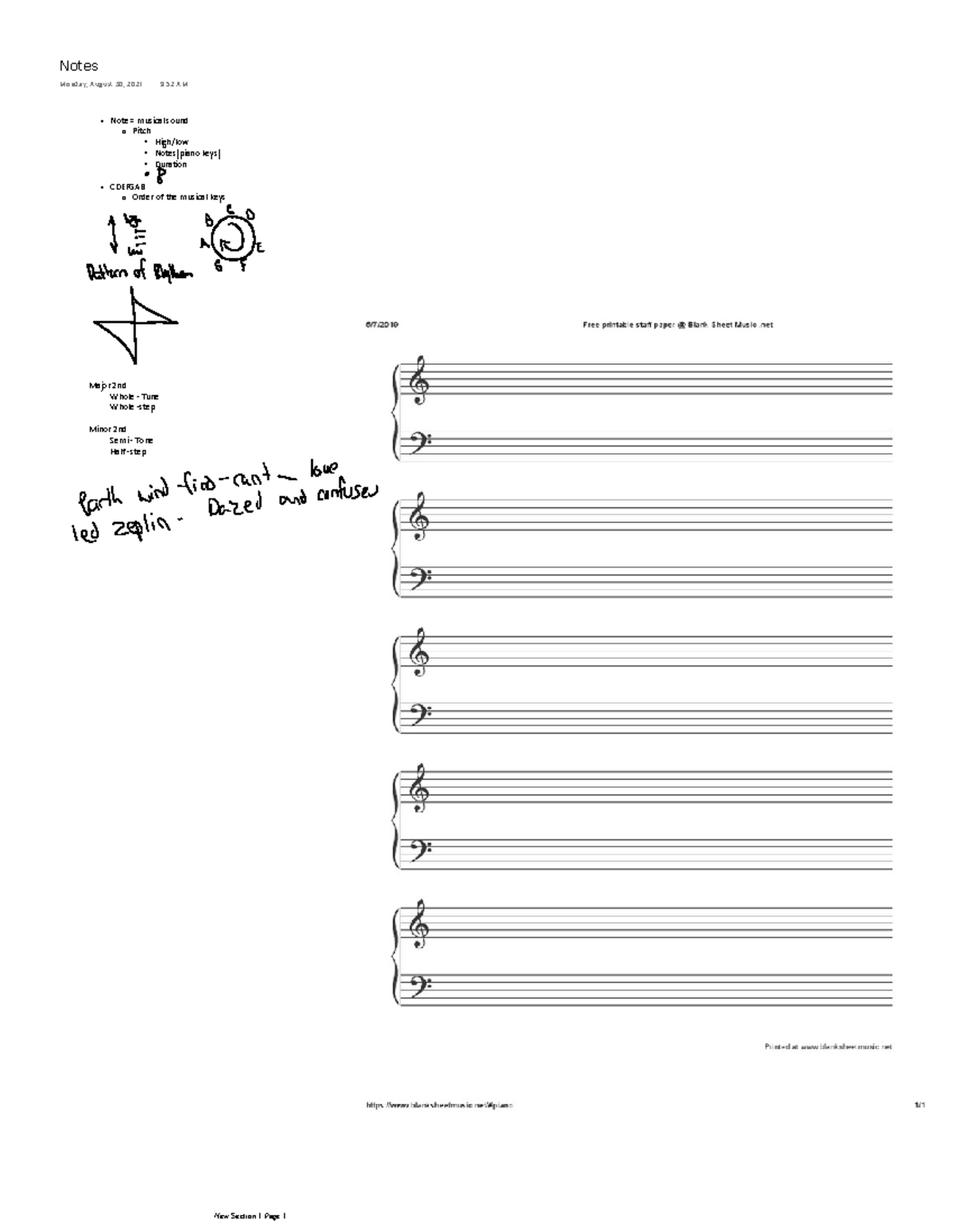 Music Theory homework - Notes Monday, August 30, 2021 9:52 AM Note ...