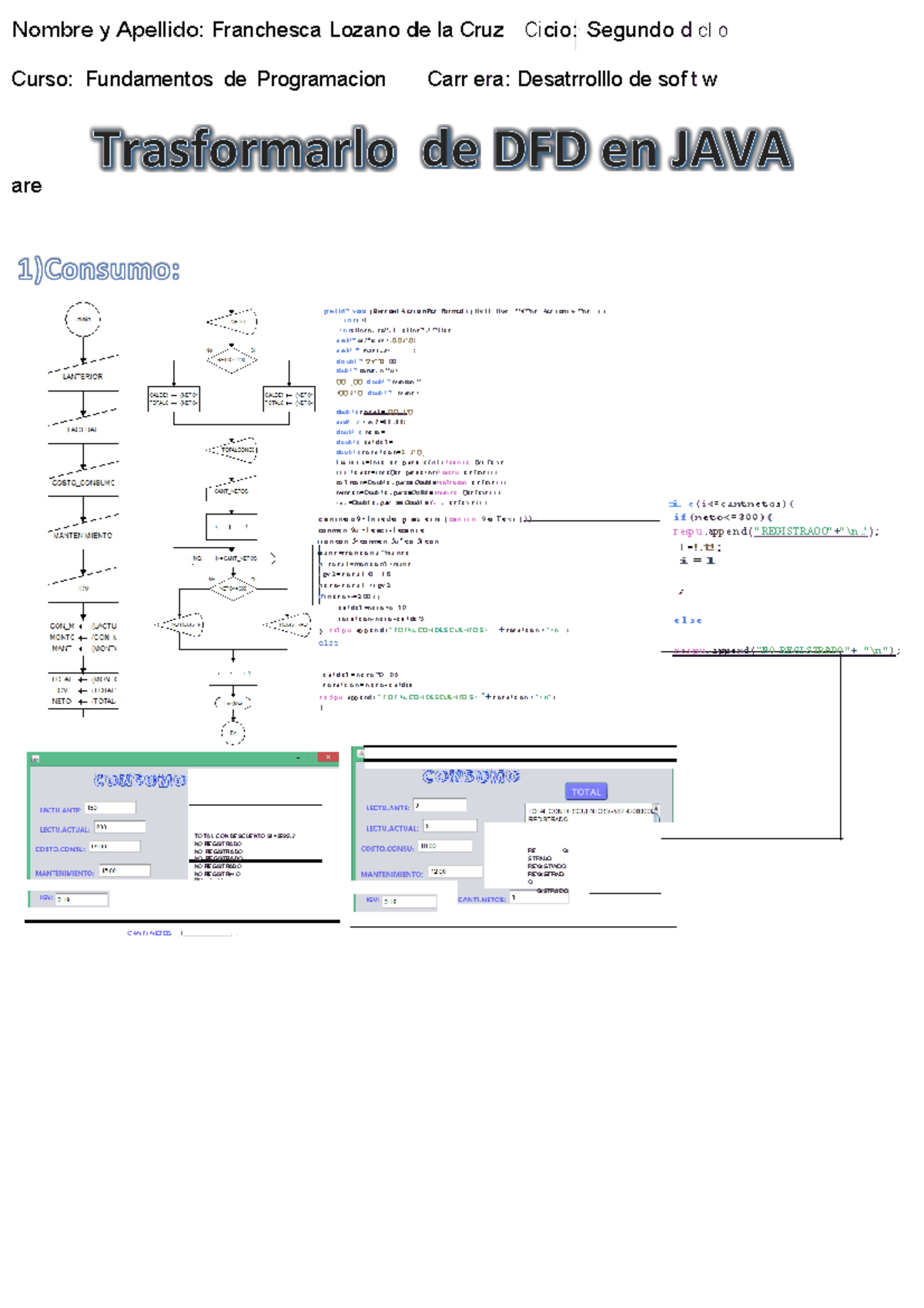 LAS 2 Problemas EN JAVA Y 2 DFD EN JAVA - Nombre y Apellido: Franchesca ...