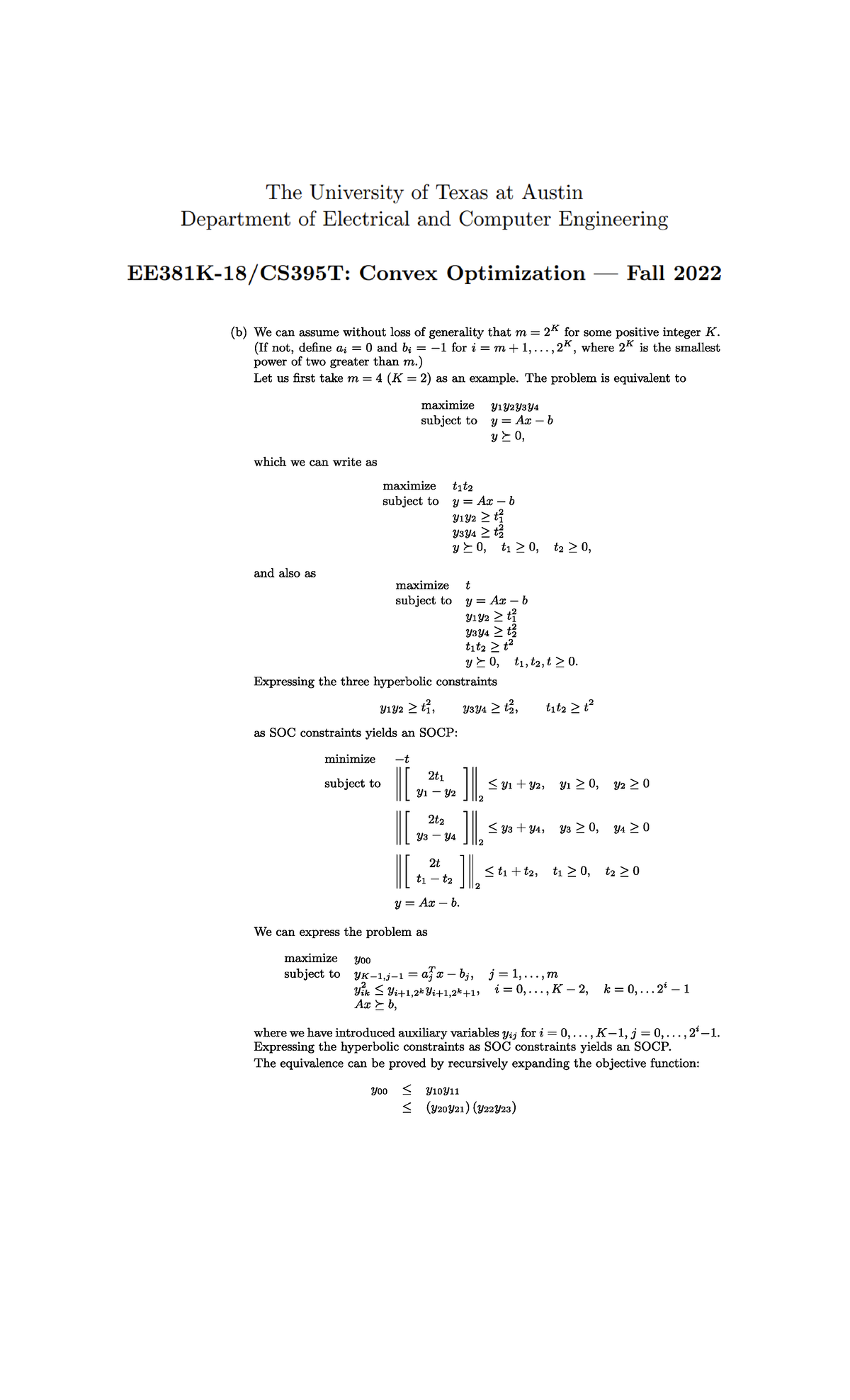Convex practice 94 - ECE 381k - Studocu