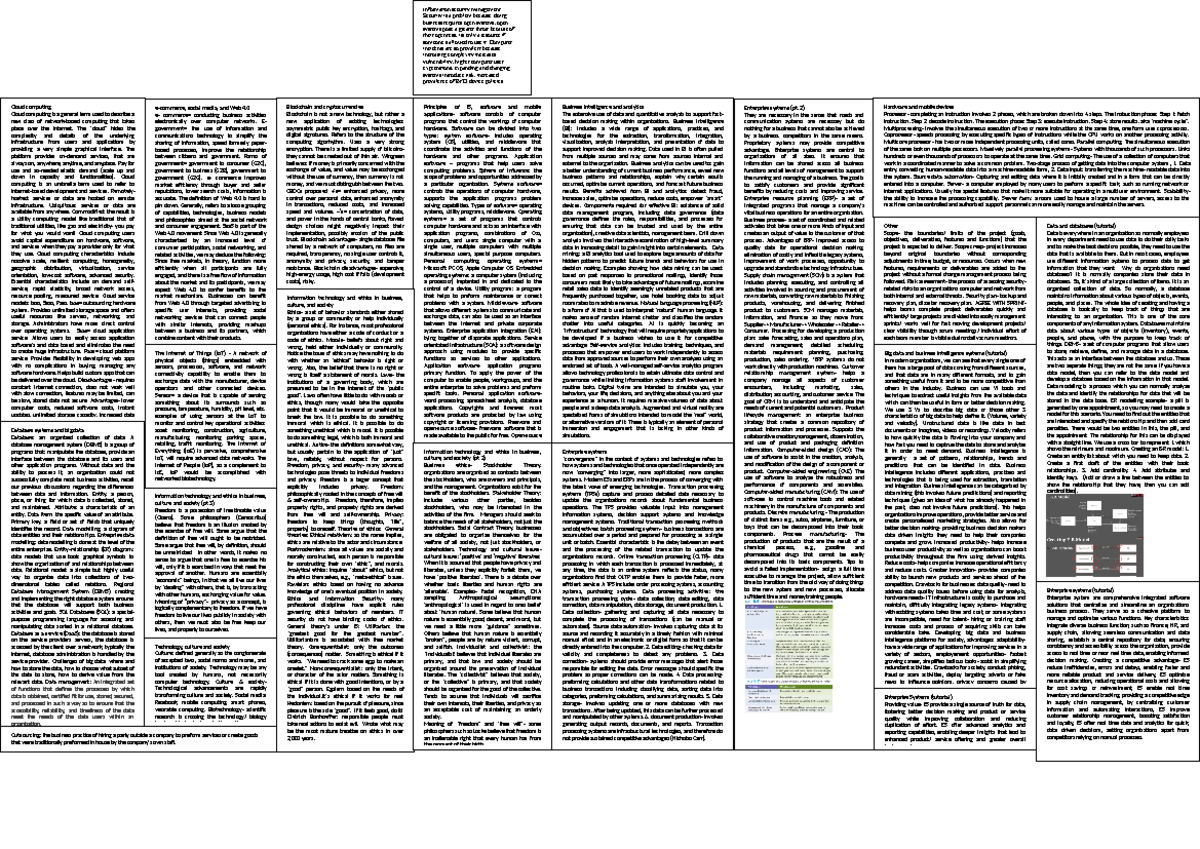 INFO123 Final Exam Cheatsheet - Cloud computing Cloud computing is a ...