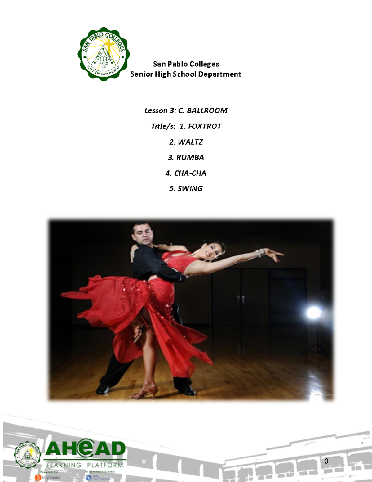 Reviewer for Ballroom dance detailed - San Pablo Colleges Senior High ...