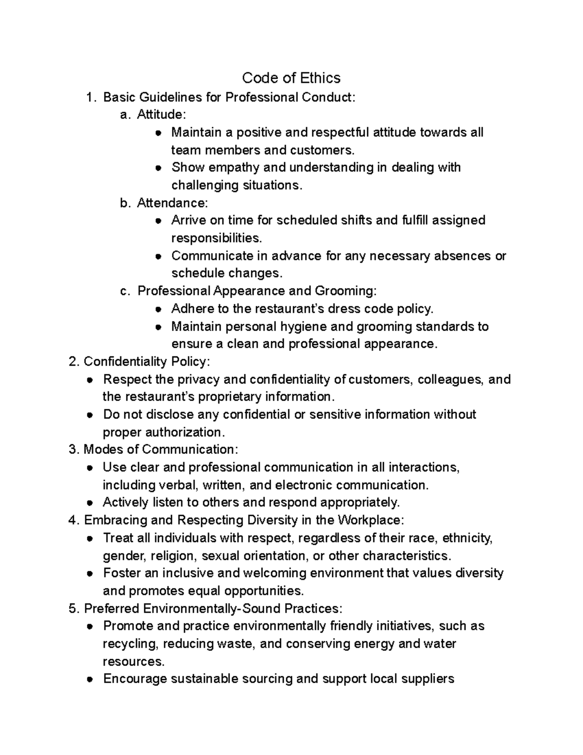 Code of Ethics Code of Ethics Basic Guidelines for Professional