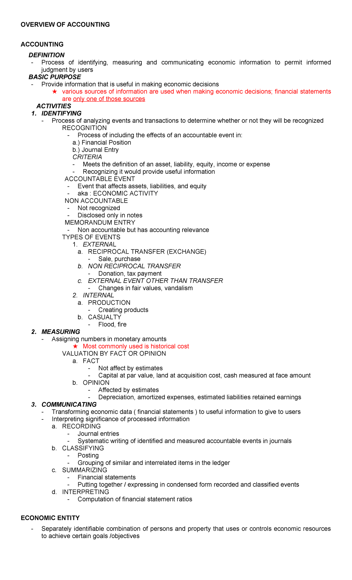 CFAS Prelim Reviewer - OVERVIEW OF ACCOUNTING ACCOUNTING DEFINITION ...