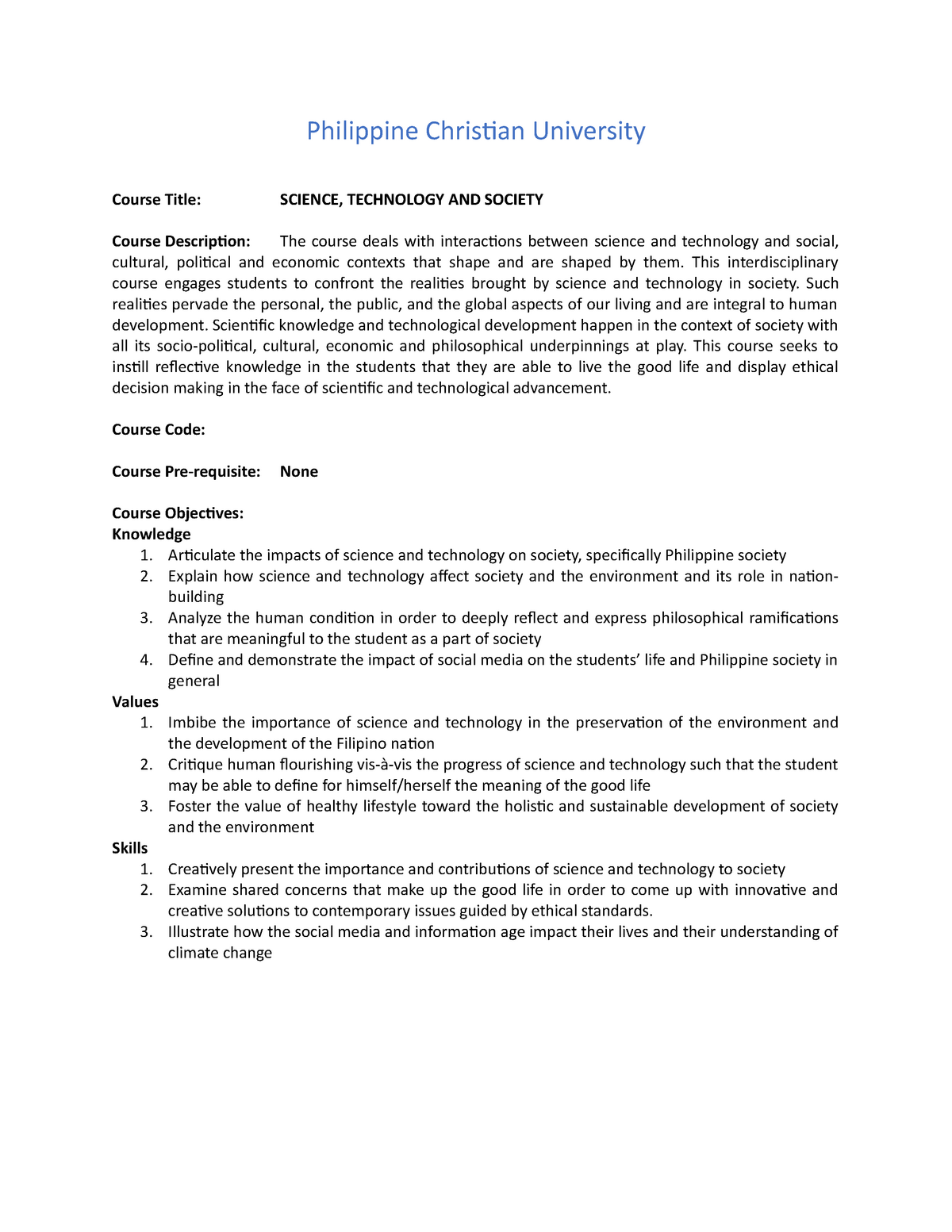 sts-module-class-philippine-christian-university-course-title