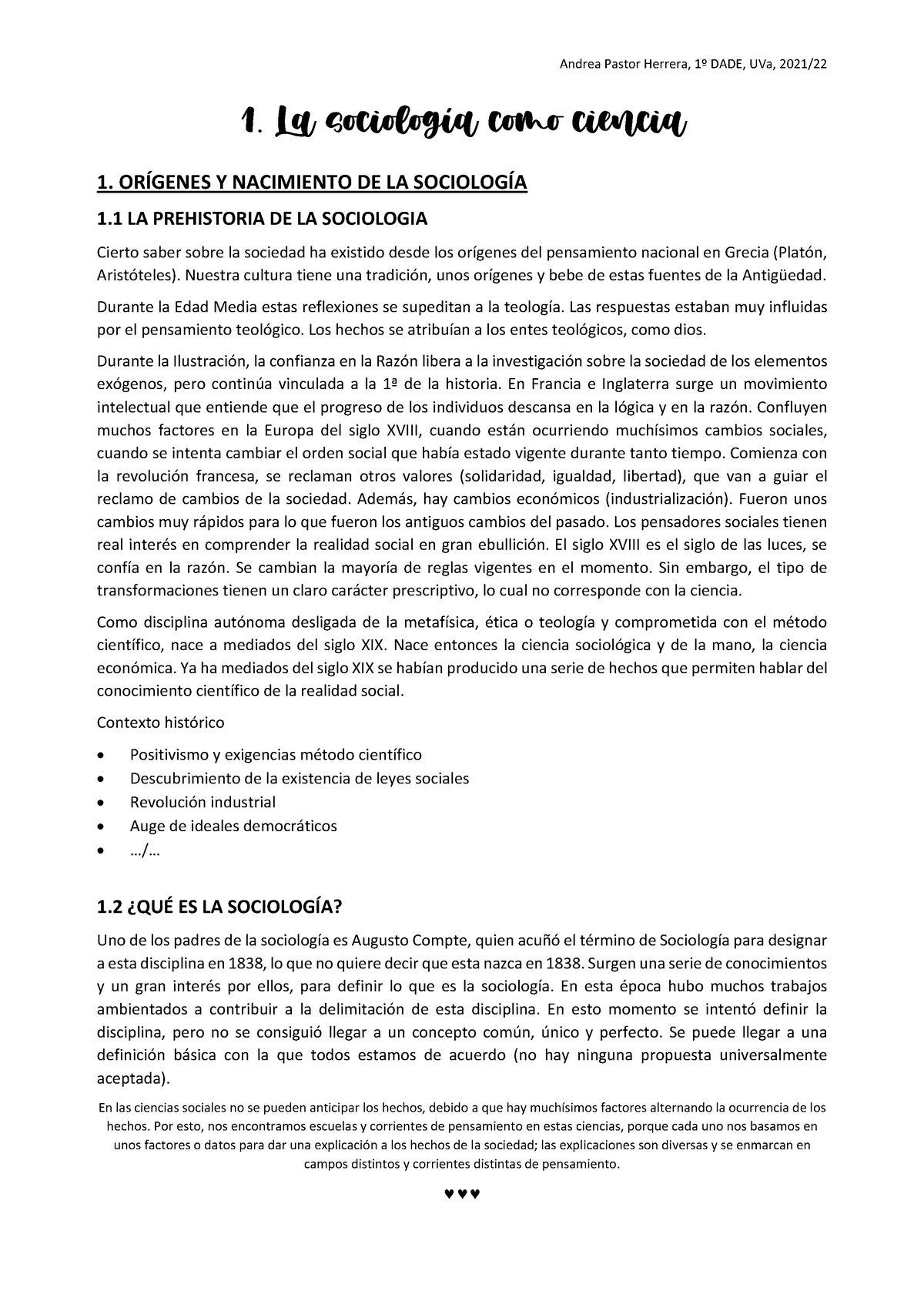 1 La Sociología Como Ciencia 1 La Sociología Como Ciencia 1 OrÍgenes Y Nacimiento De La 0301