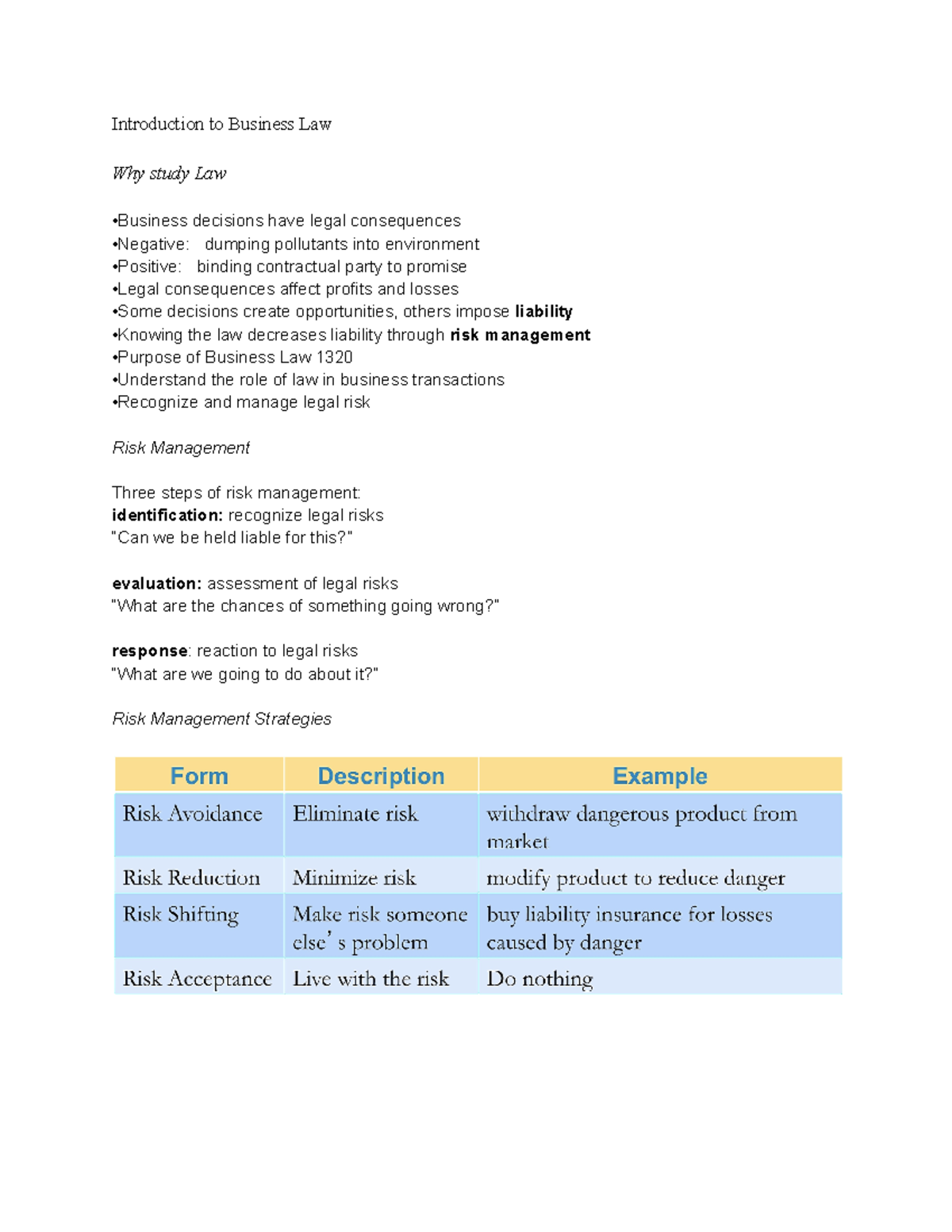 Introduction To Business Law Chapter 1 Notes - Introduction To Business ...