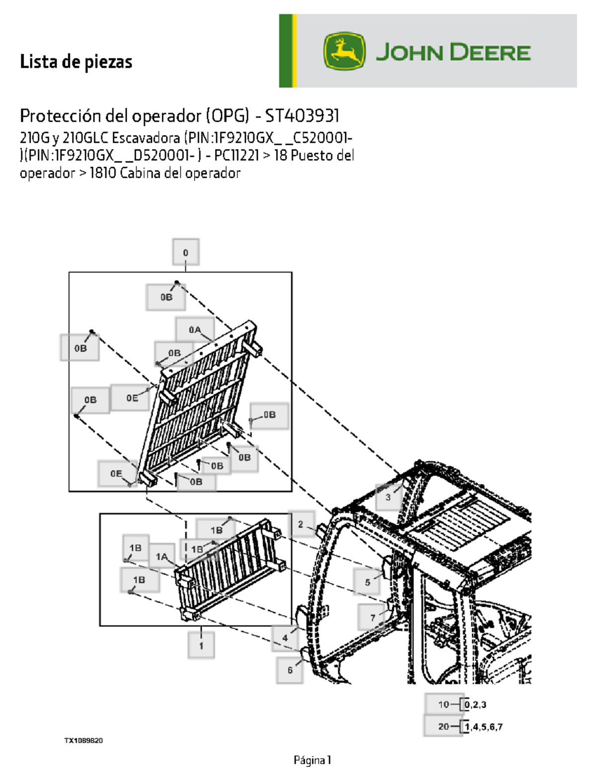 Parts List proteccion del operador 210g - Lista de piezas Protección ...