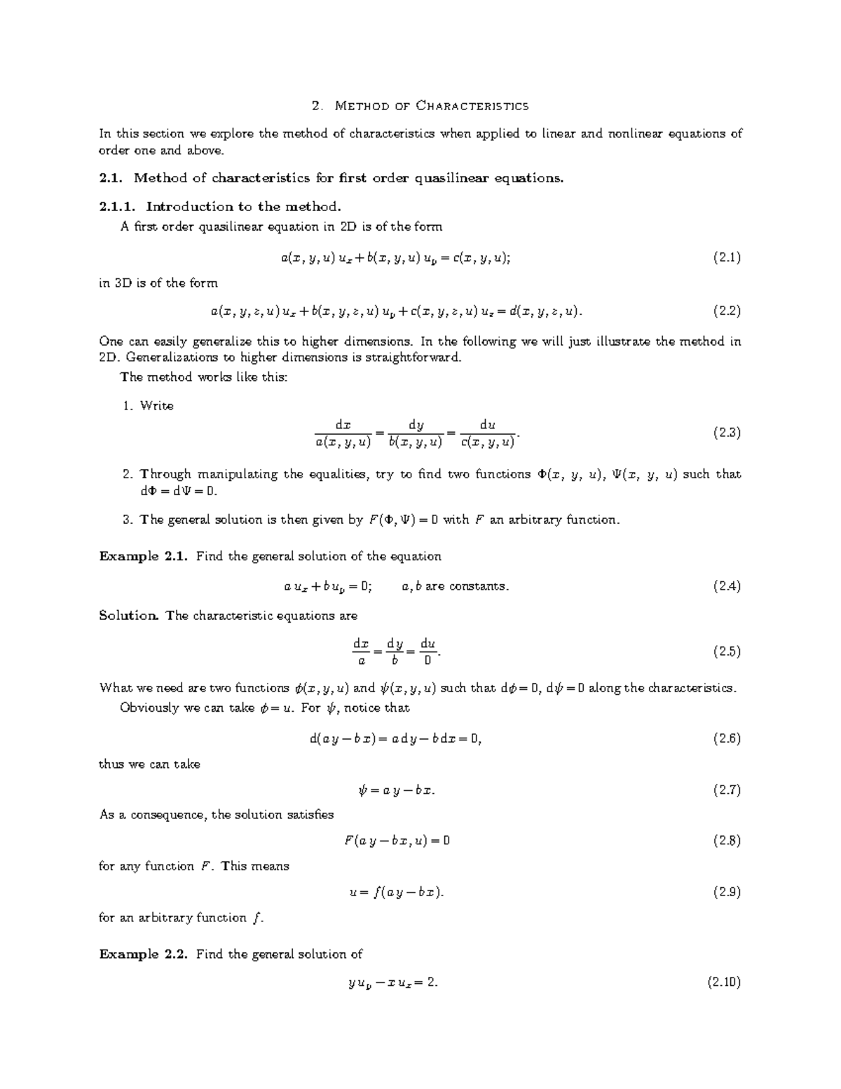 2. Method of Characteristics - Method of Characteristics In this ...