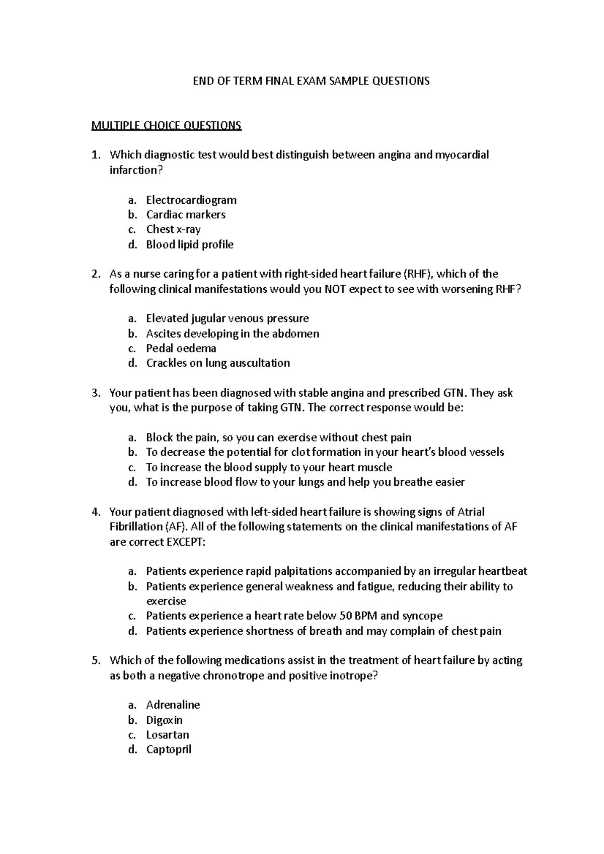 Eo TPracticeQuestions END OF TERM FINAL EXAM SAMPLE QUESTIONS