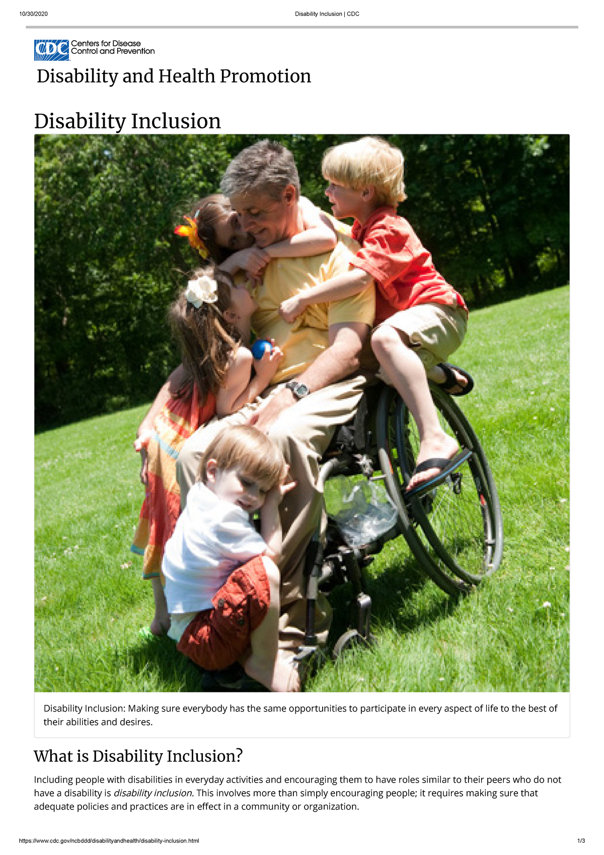 Disability Inclusion CDC - html 1/ Disability and Health Promotion ...