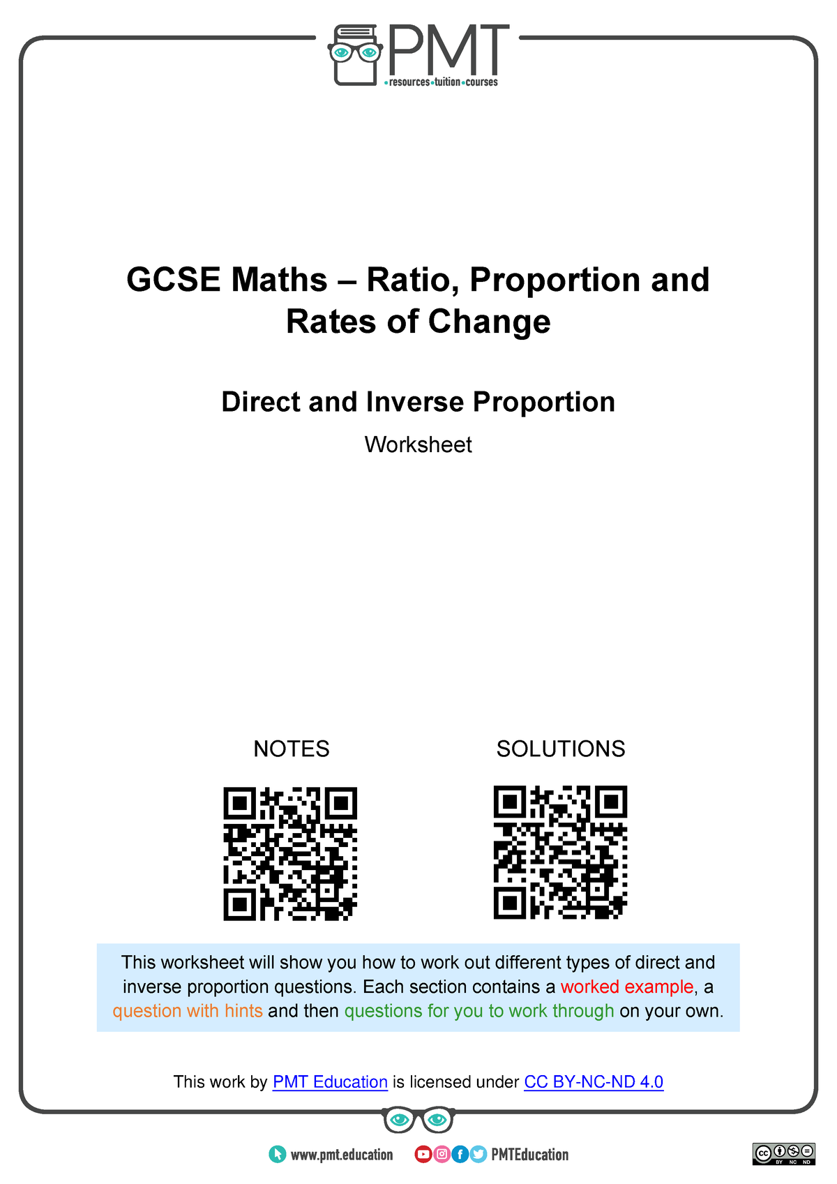 G. Direct And Inverse Proportion - Bit/pmt-edu-cc Bit/pmt-cc GCSE Maths ...