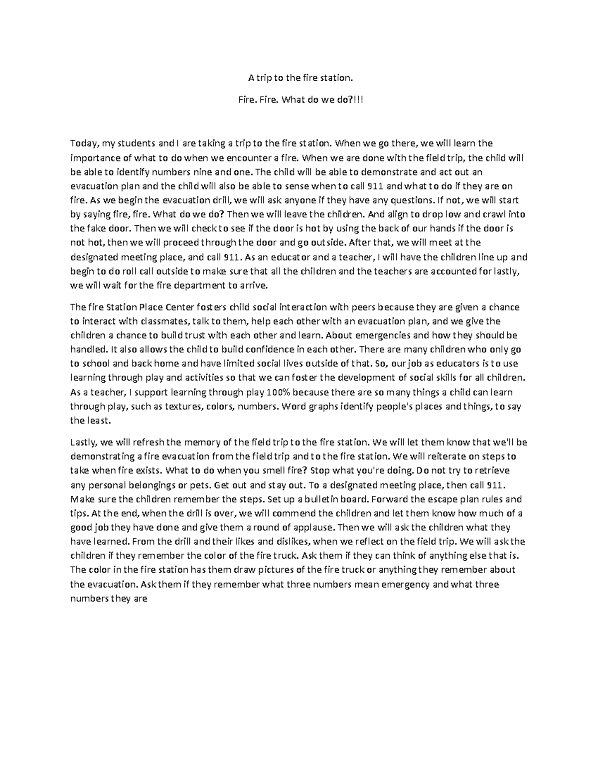 Learning through play - mandantory assignments - A trip to the fire ...