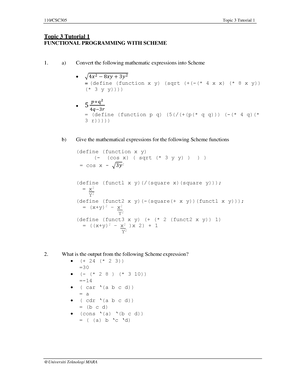 CSC305 - Topic 3 Tutorial - CS110/CSC305 Topic 3 Tutorial 2 @Universiti ...