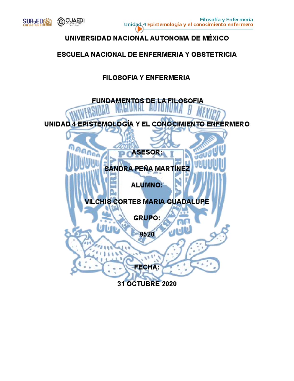 Filosofia Y Epistemologia - Unidad 4 Epistemología Y El Conocimiento 