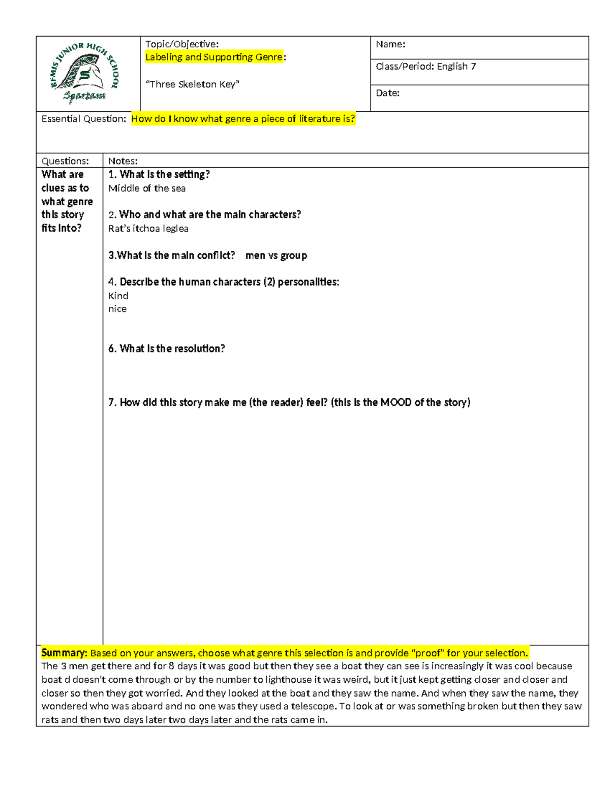 Focus Notes- 3 Skeleton Key (1) - Copy - Copy - Topic/Objective ...