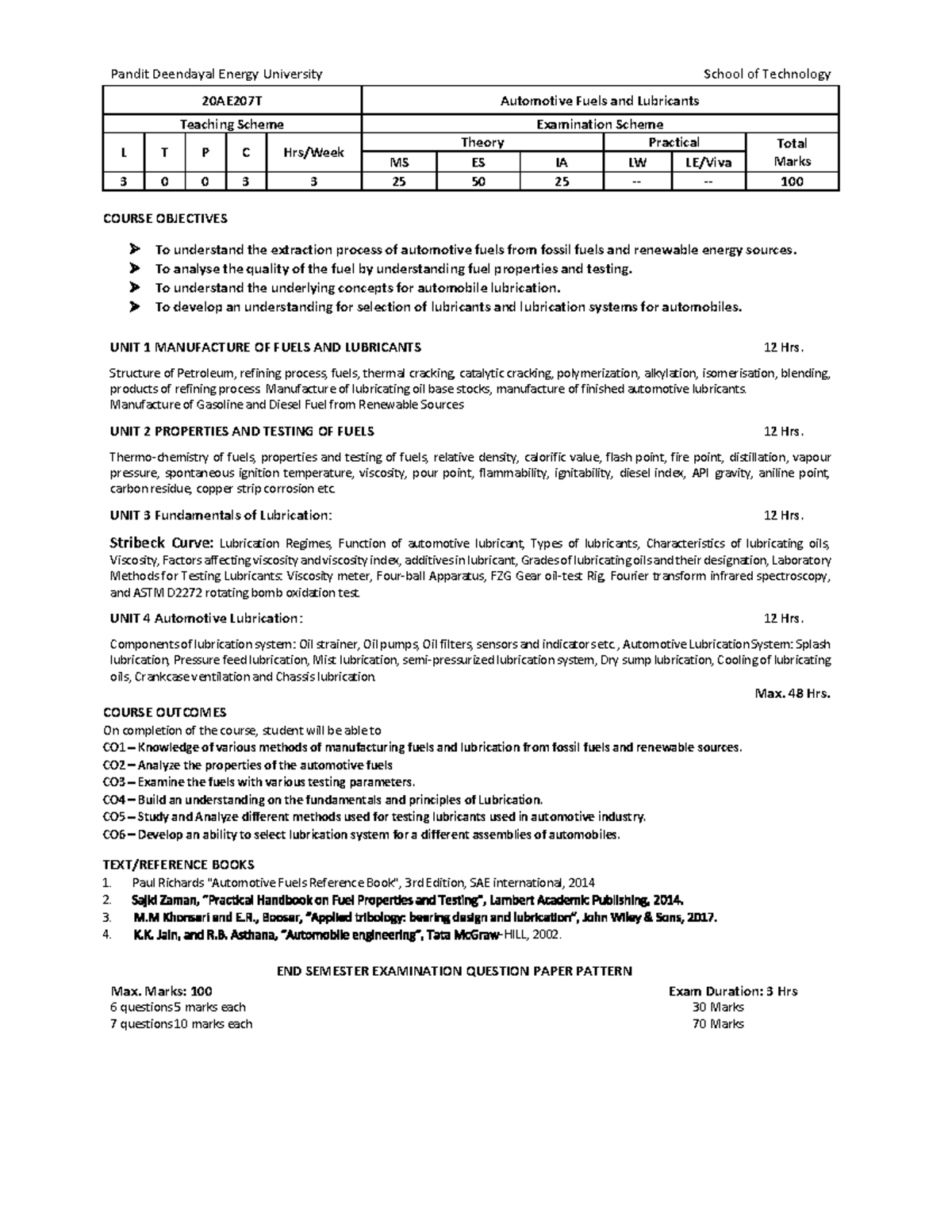 20ae207t Syllabus - Study - Course Objectives To Understand The 