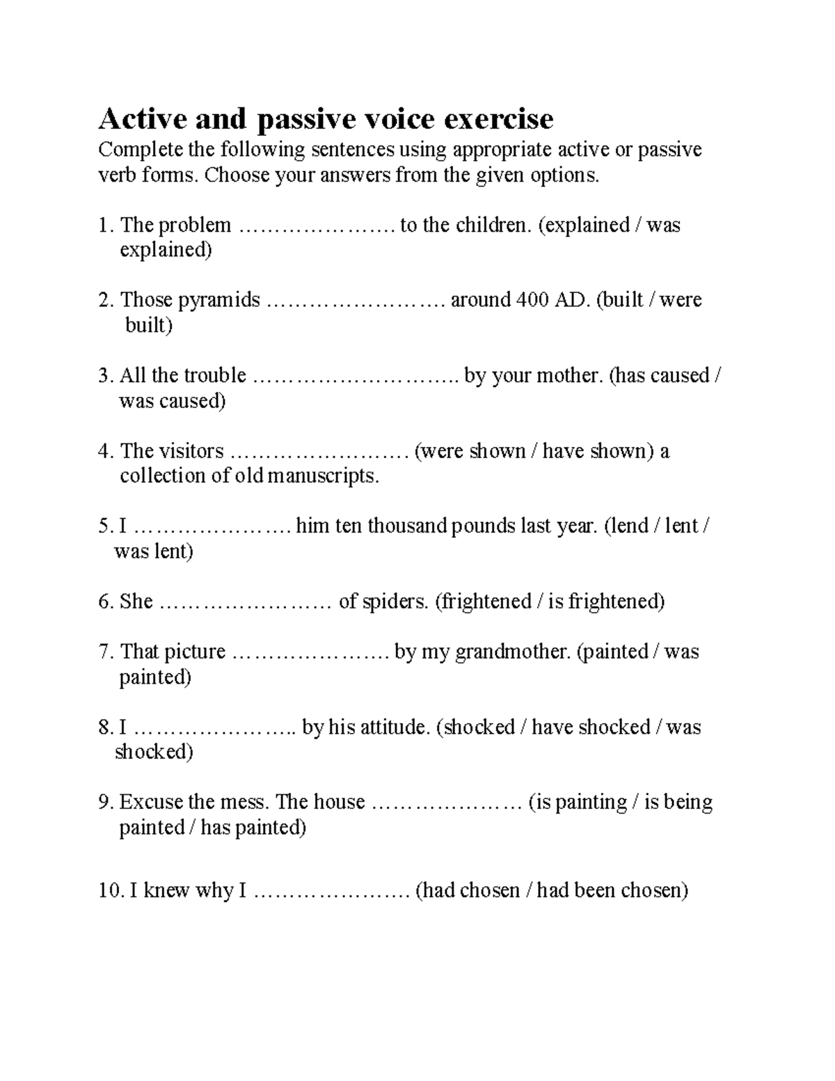 active-and-passive-voice-exercise-choose-your-answers-from-the-given