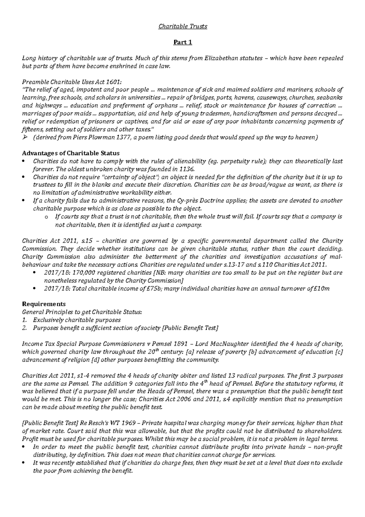 Charitable Trusts - Topic notes - Charitable Trusts Part 1 Long history ...