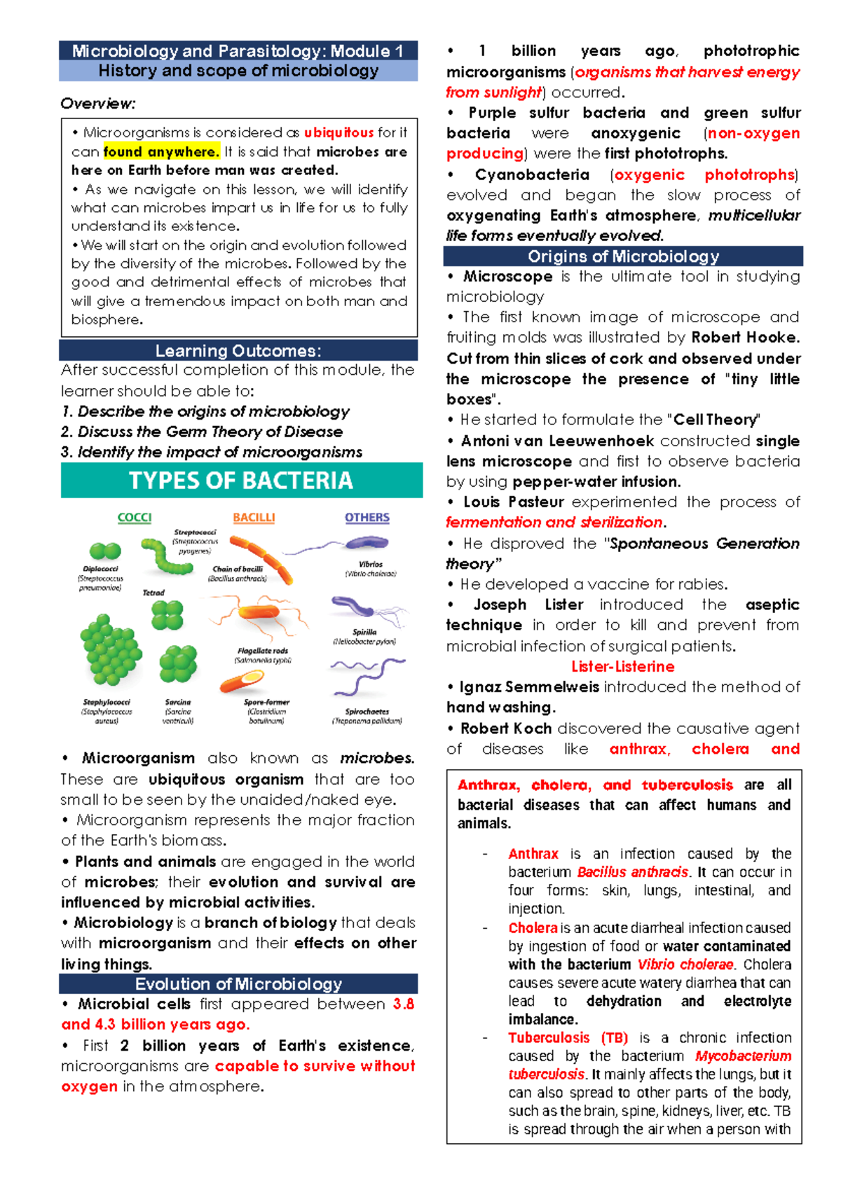 Microbiology-transes - Microbiology and Parasitology: Module 1 History ...