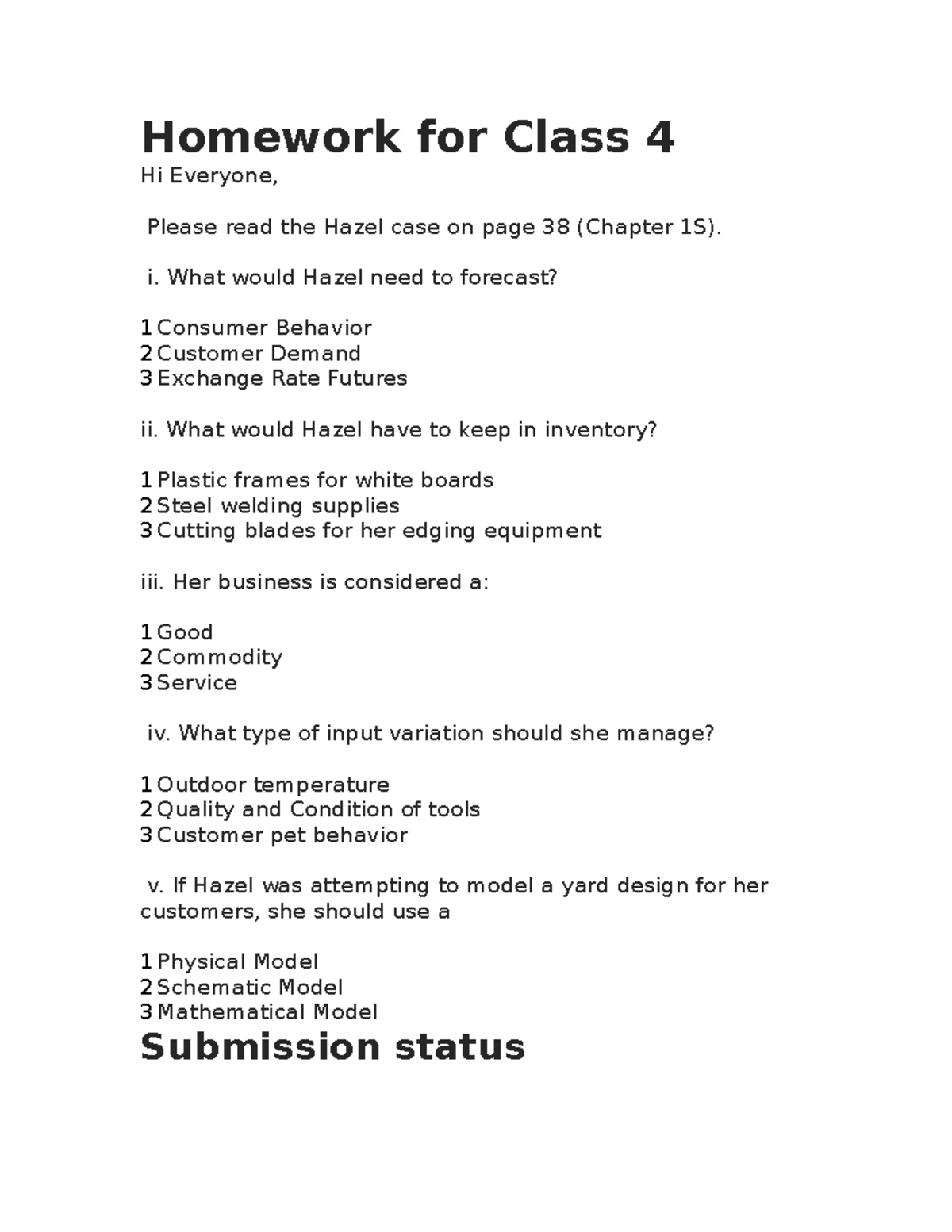 class 4 homework