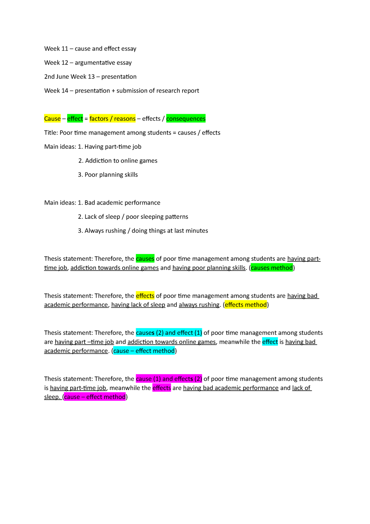 Week 11 - Cause and Effect Essay - Week 11 – cause and effect essay ...